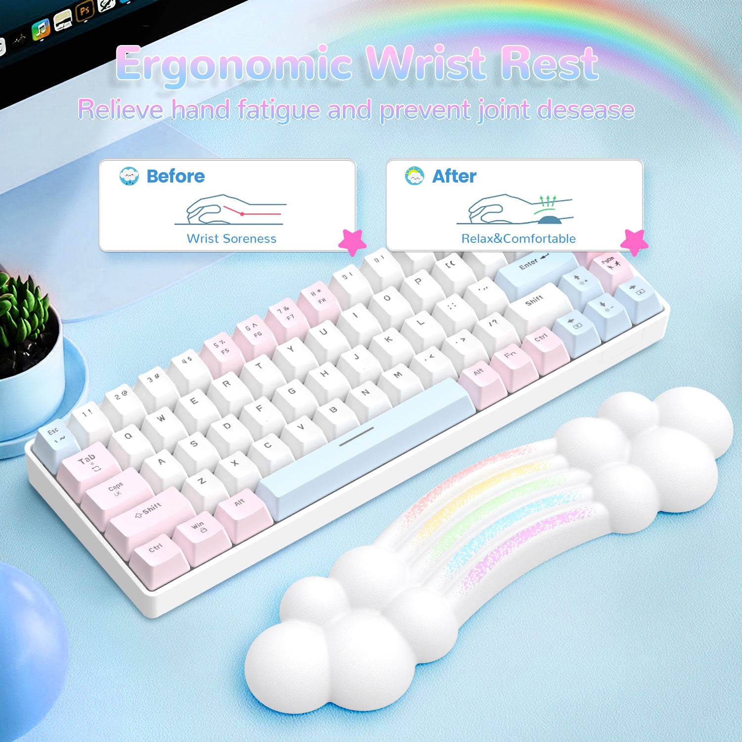 ATTACK SHARK X MAMBASNAKE Rainbow Cloud-Tastatur-Handgelenksauflage 