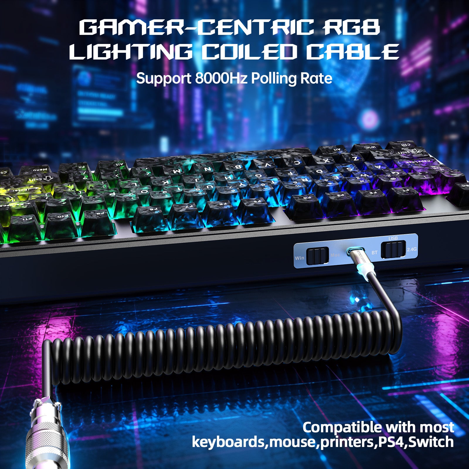ATTACK SHARK X87 ULTRA Kabellose Gaming-Tastatur mit 8KHz-Empfänger und RGB-Spiralkabel