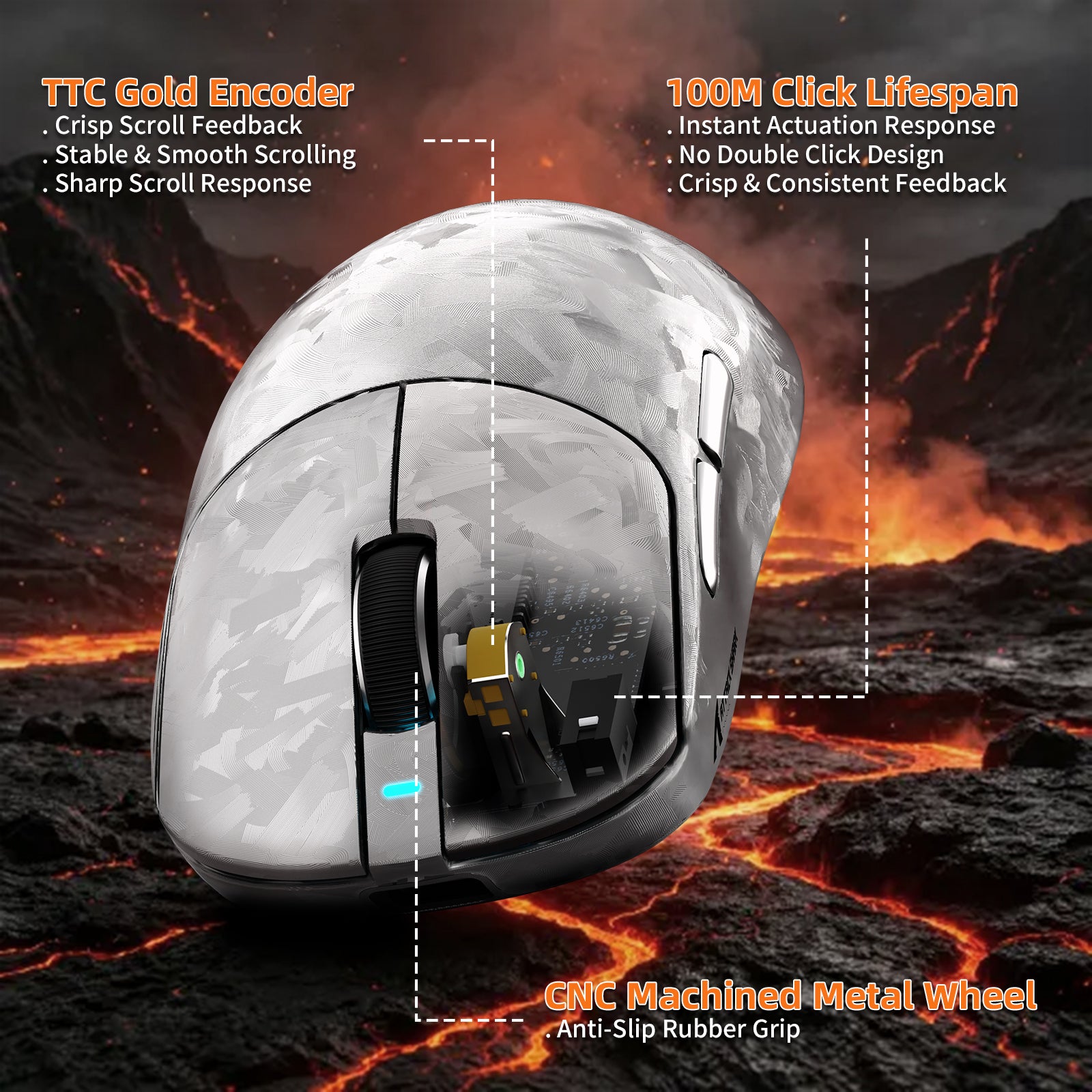 ATTACK SHARK RS3 ULTRA Carbonfaser Kabellose PAW3955MAX Gaming-Maus mit C06 Ultra LED-Kabel