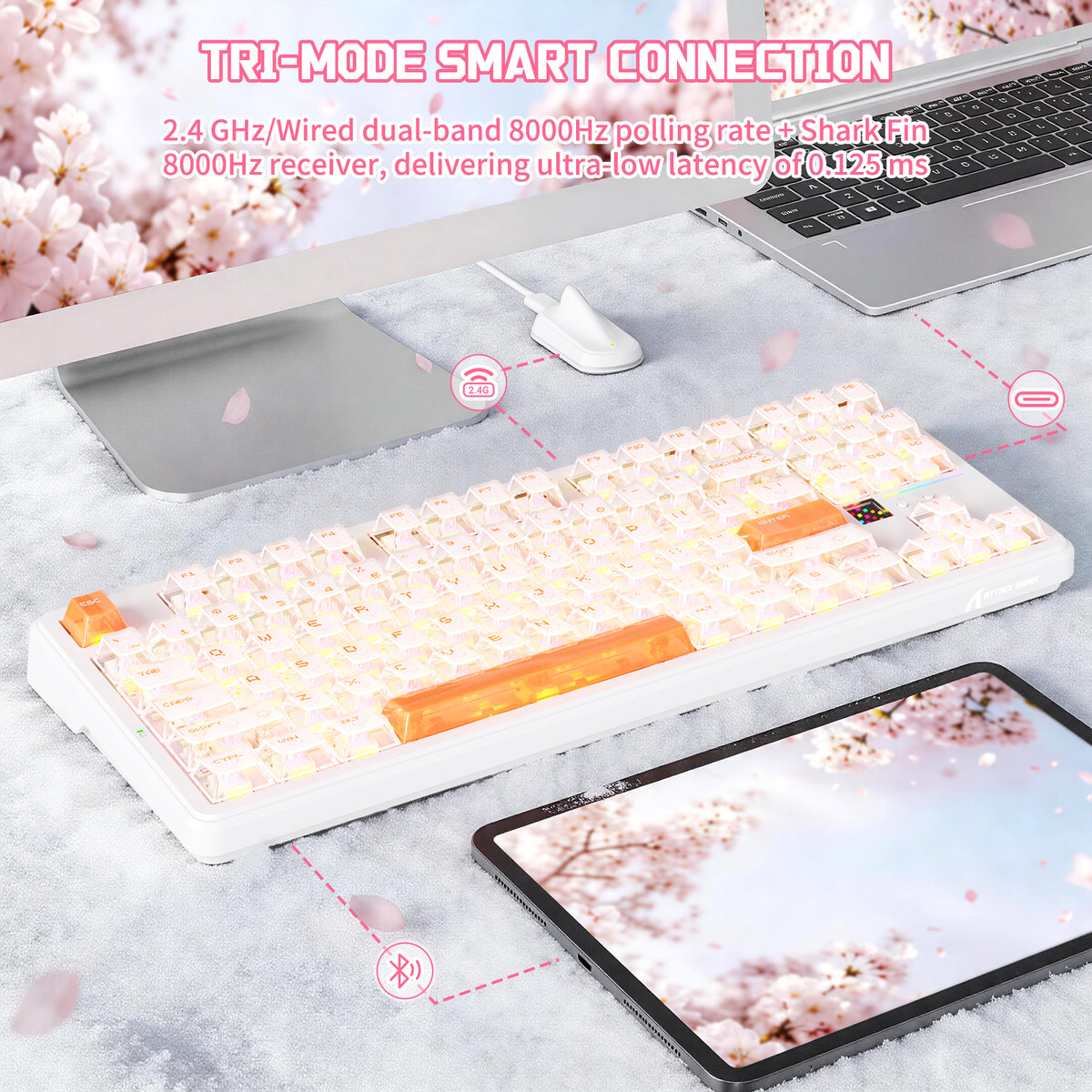 ATTACK SHARK X87 ULTRA Kabellose mechanische Tastatur mit 8K Wireless-Empfänger