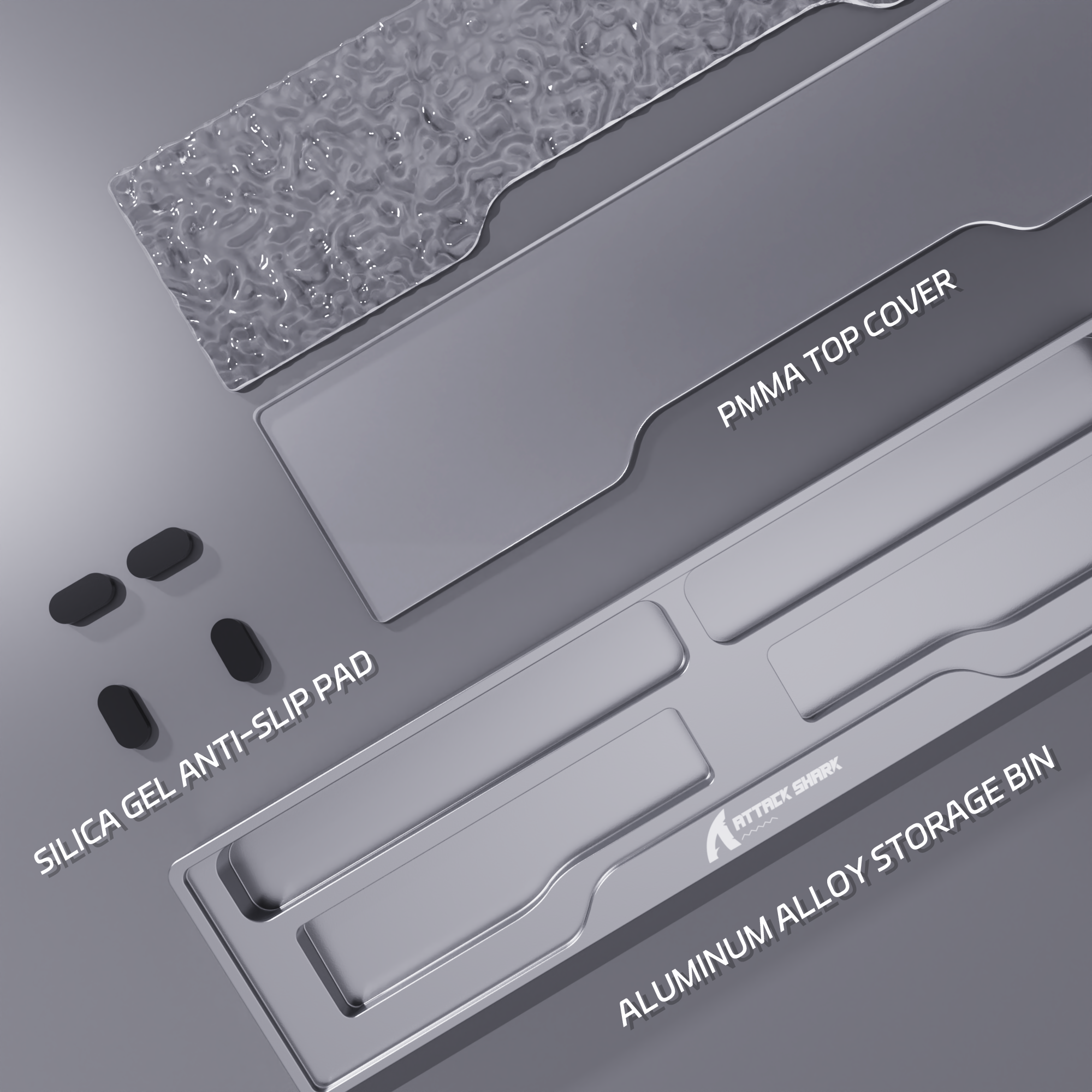 ATTACK SHARK Handballenauflage aus Aluminiumlegierung mit unterteiltem Aufbewahrungskoffer