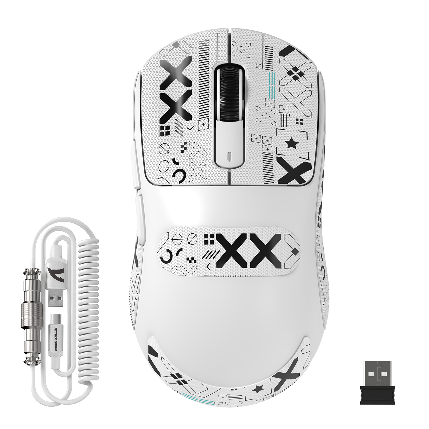 ATTACK SHARK X3MAX PAW3950 Kabellose Gaming-Maus mit C06-Maus-Spiralkabel