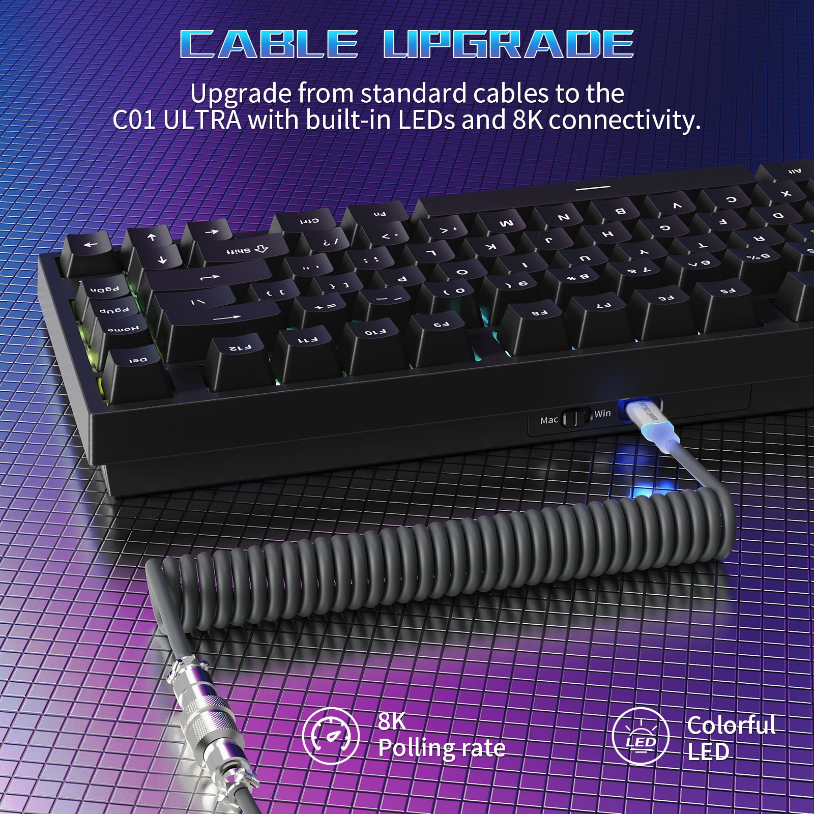 ATTACK SHARK R82 HE Kabelgebundene 75% Gaming-Tastatur mit C01ULTRA LED-Kabel