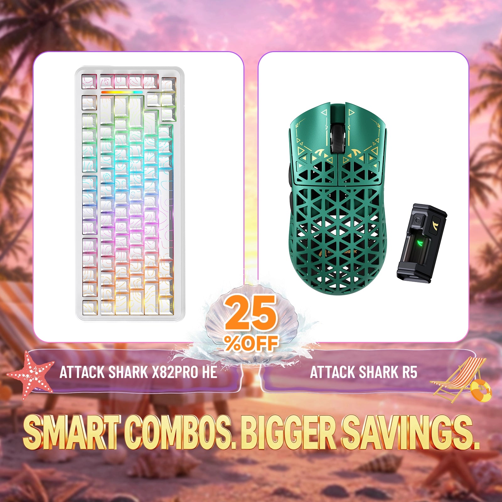 ATTACK SHARK X82PRO HE Rapid Trigger Tastatur + R5 Carbonfaser Kabellose Gaming-Maus Bundle