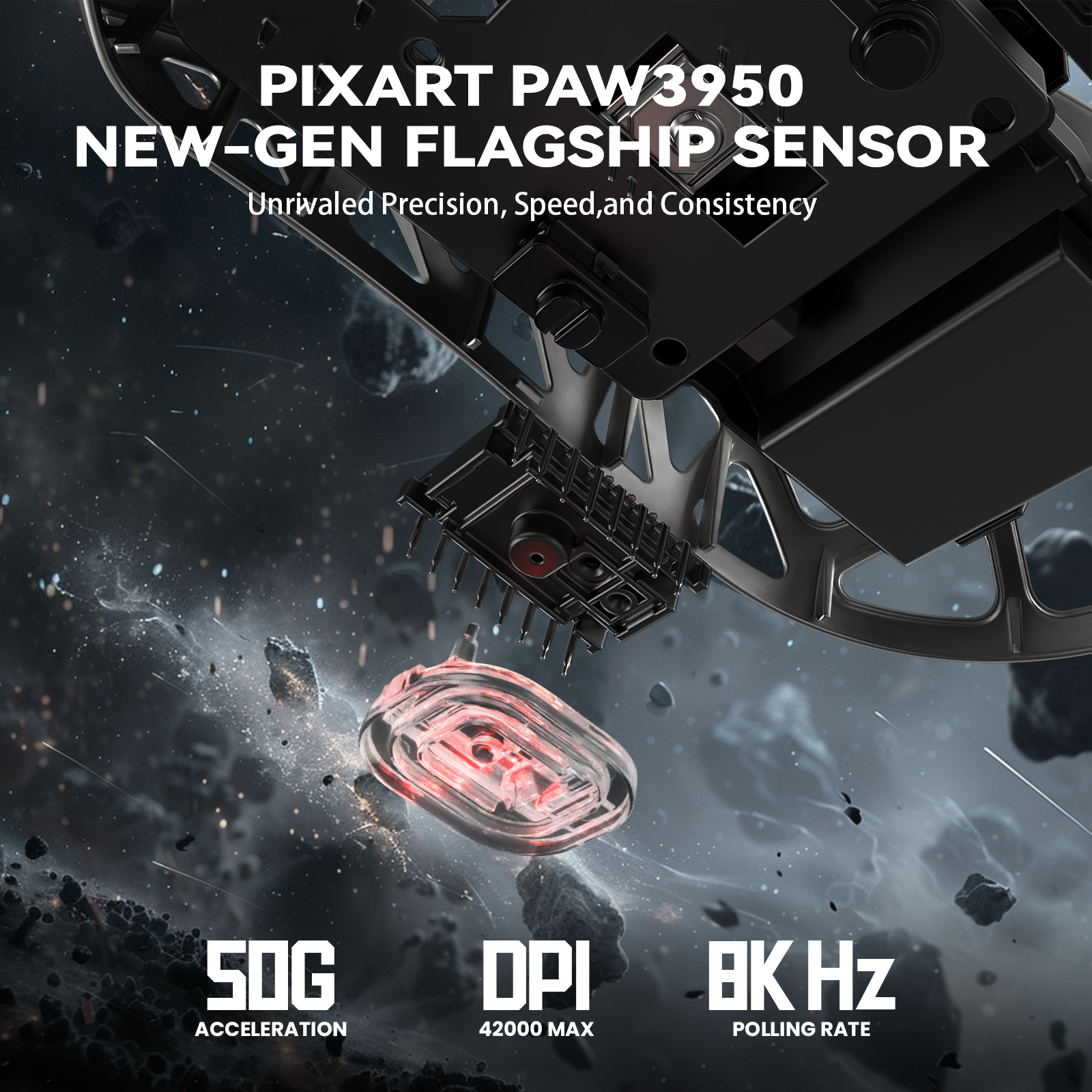 ATTACK SHARK R2 Magnesiumlegierung PAW3950 Gaming-Maus 8K (ohne Ladestation)