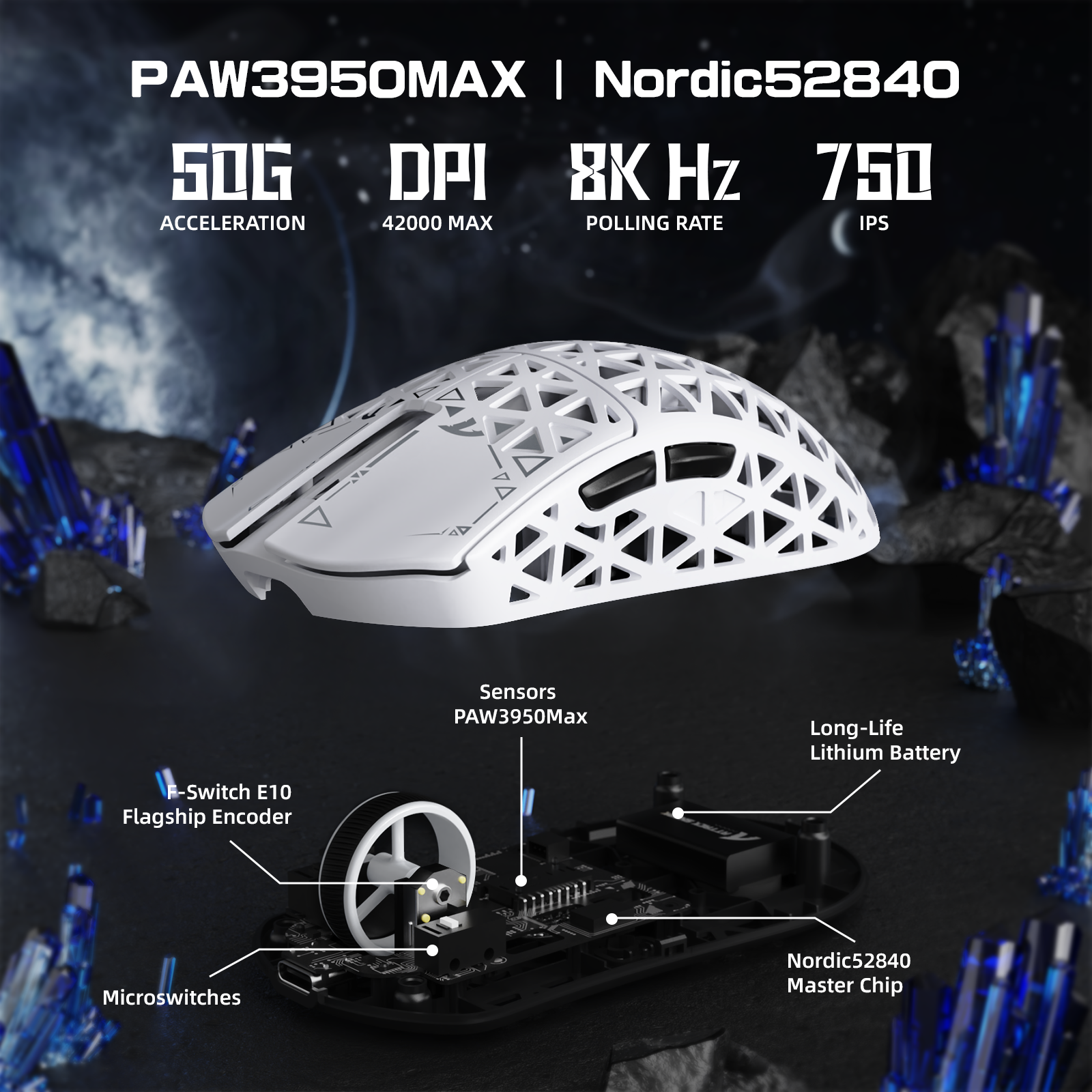 ATTACK SHARK R5 ULTRA Carbonfaser Kabellose 8K PAW3950MAX Gaming-Maus