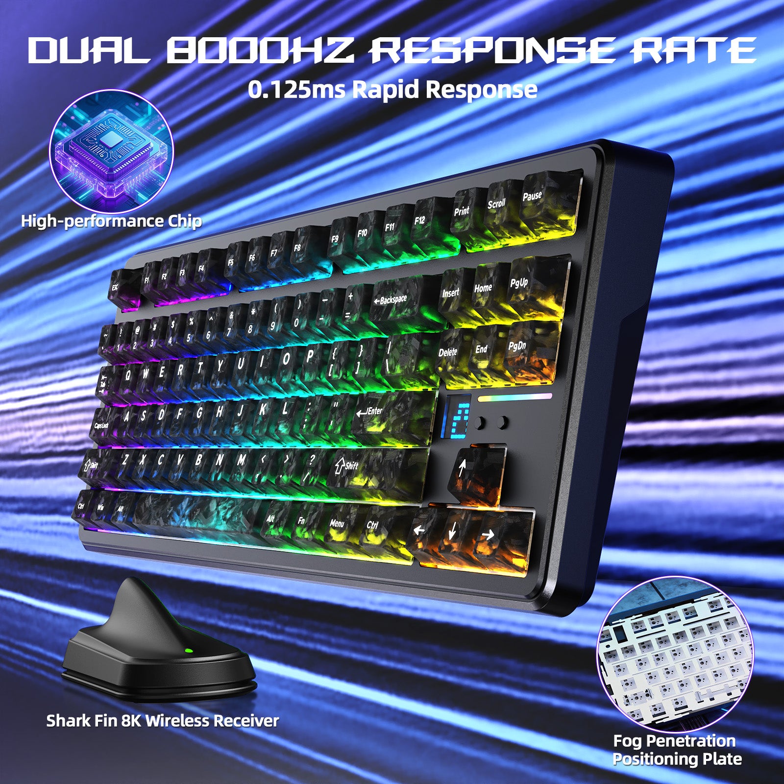 ATTACK SHARK X87 ULTRA Kabellose Gaming-Tastatur mit 8KHz-Empfänger und RGB-Spiralkabel
