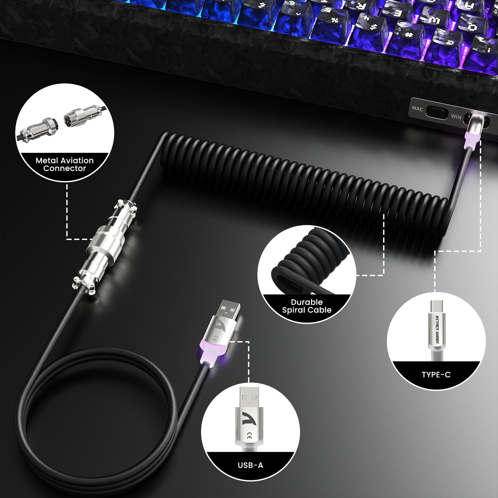 ATTACK SHARK R68 HE & X11 ULTRA Carbon Fiber Gaming-Bundle mit C01 ULTRA Spiralkabel