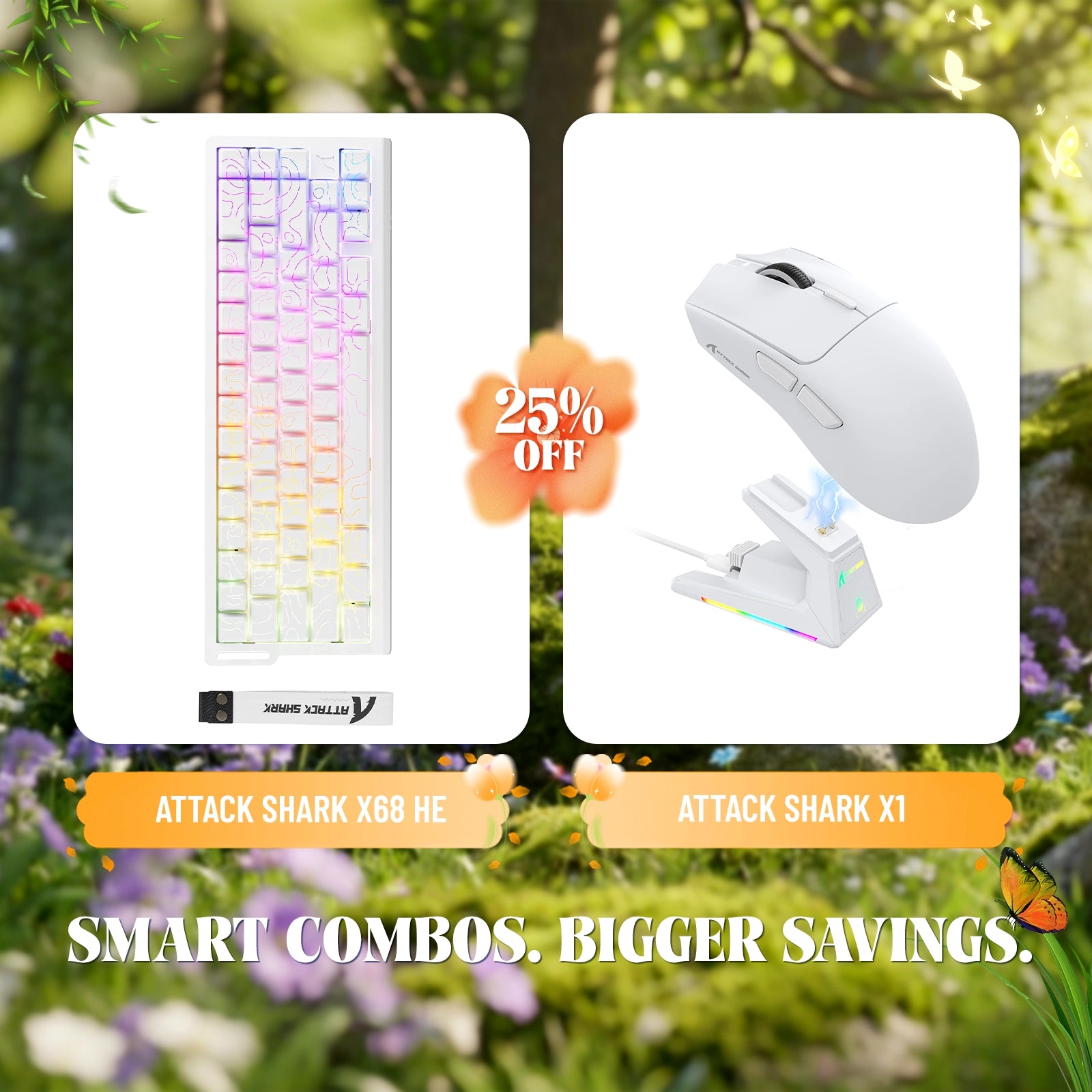 ATTACK SHARK X68HE Rapid Trigger Keyboard + X1 Wireless Gaming Mouse Bundle