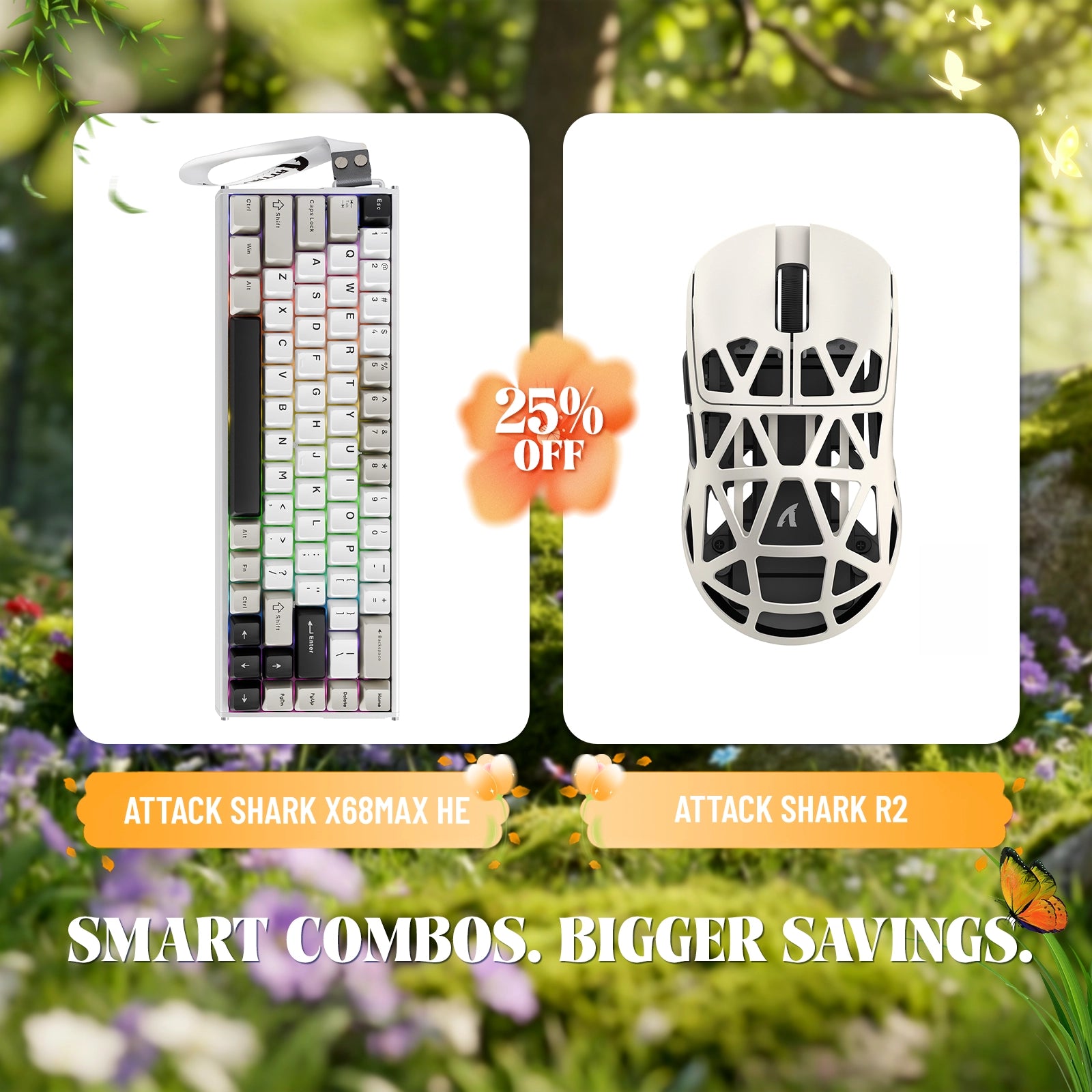 ATTACK SHARK X68MAX HE Rapid Trigger Aluminium-Tastatur + R2 Kabellose Gaming-Maus aus Magnesiumlegierung im Bundle