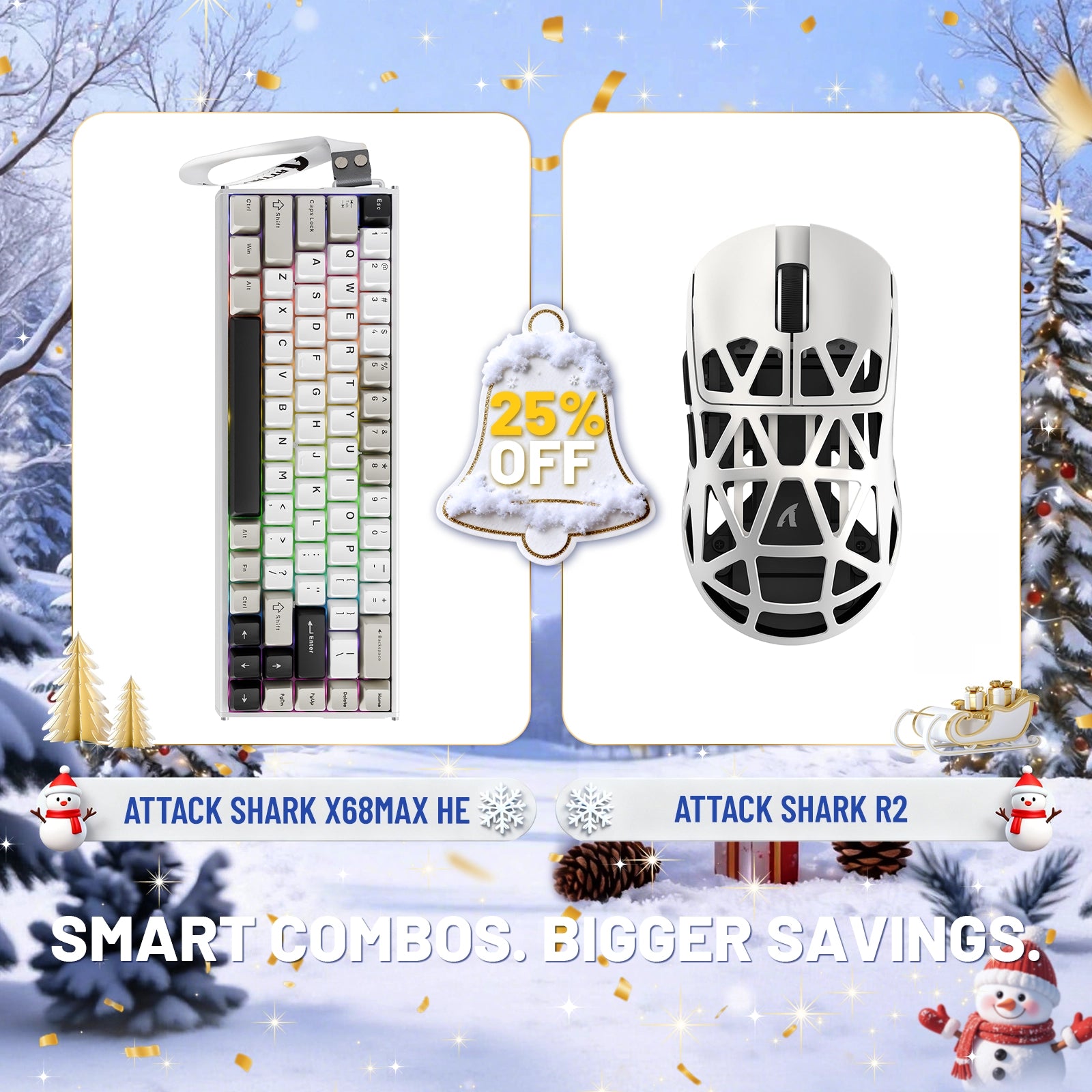 ATTACK SHARK X68MAX HE Rapid Trigger Aluminium-Tastatur + R2 Kabellose Gaming-Maus aus Magnesiumlegierung im Bundle