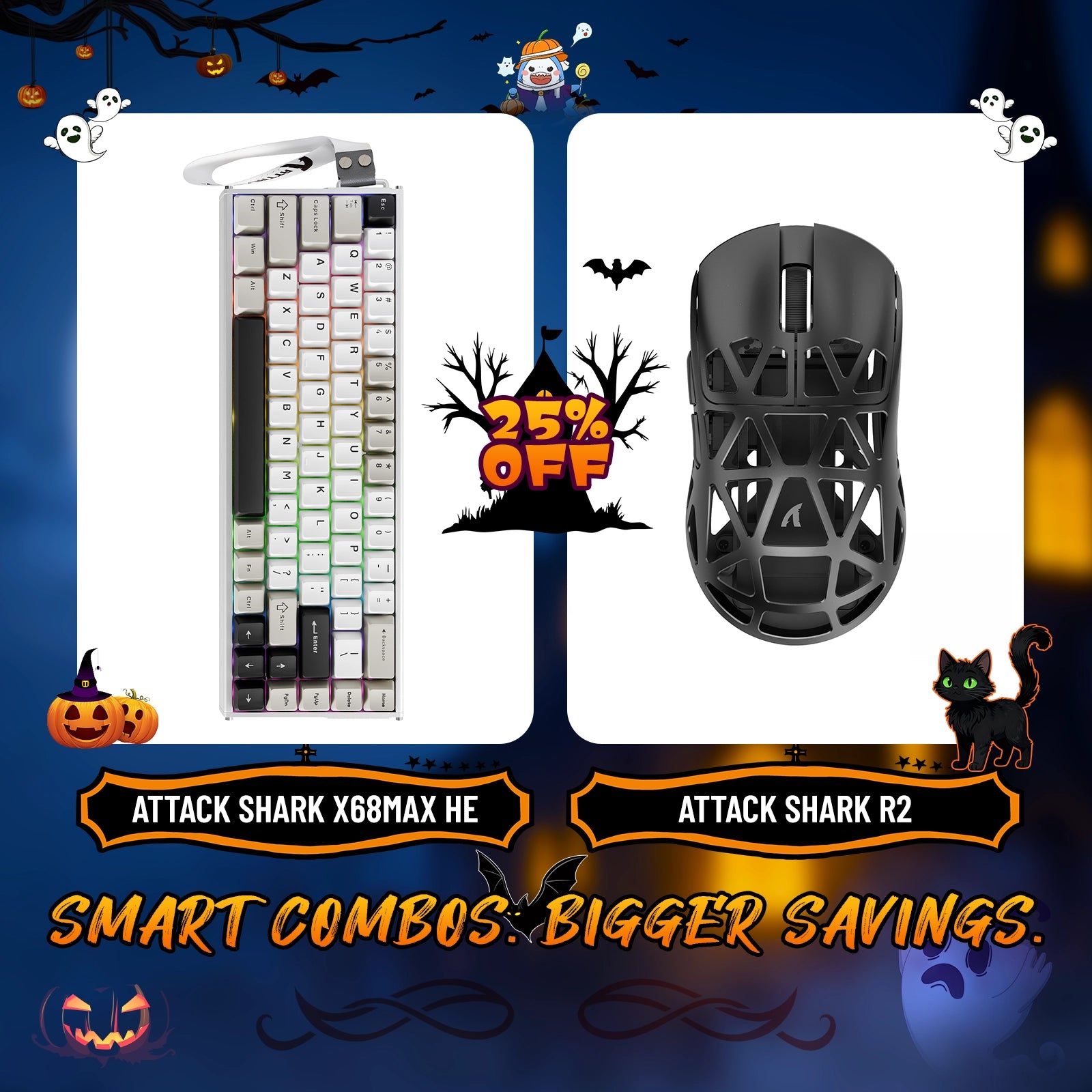ATTACK SHARK X68MAX HE Rapid Trigger Aluminum Keyboard + R2 Magnesium Alloy Wireless Gaming Mouse Bundle