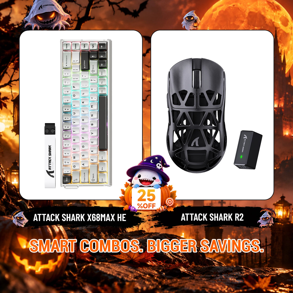 ATTACK SHARK X68 MAX HE-Tastatur aus Aluminium mit Rapid Trigger + R2-Magnesiumlegierung-Wireless-Gaming-Maus-Bundle