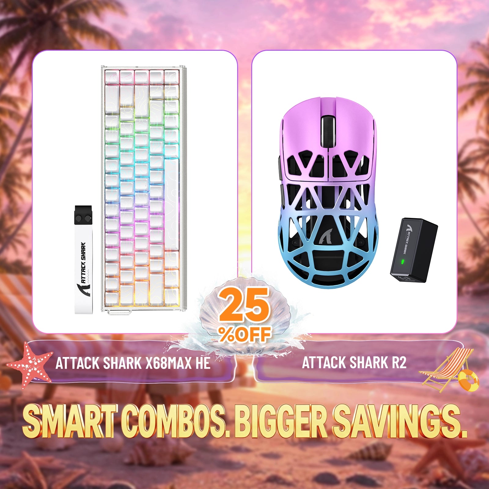 ATTACK SHARK X68MAX HE Rapid Trigger Aluminium-Tastatur + R2 Magnesiumlegierung Kabellose Gaming-Maus Bundle