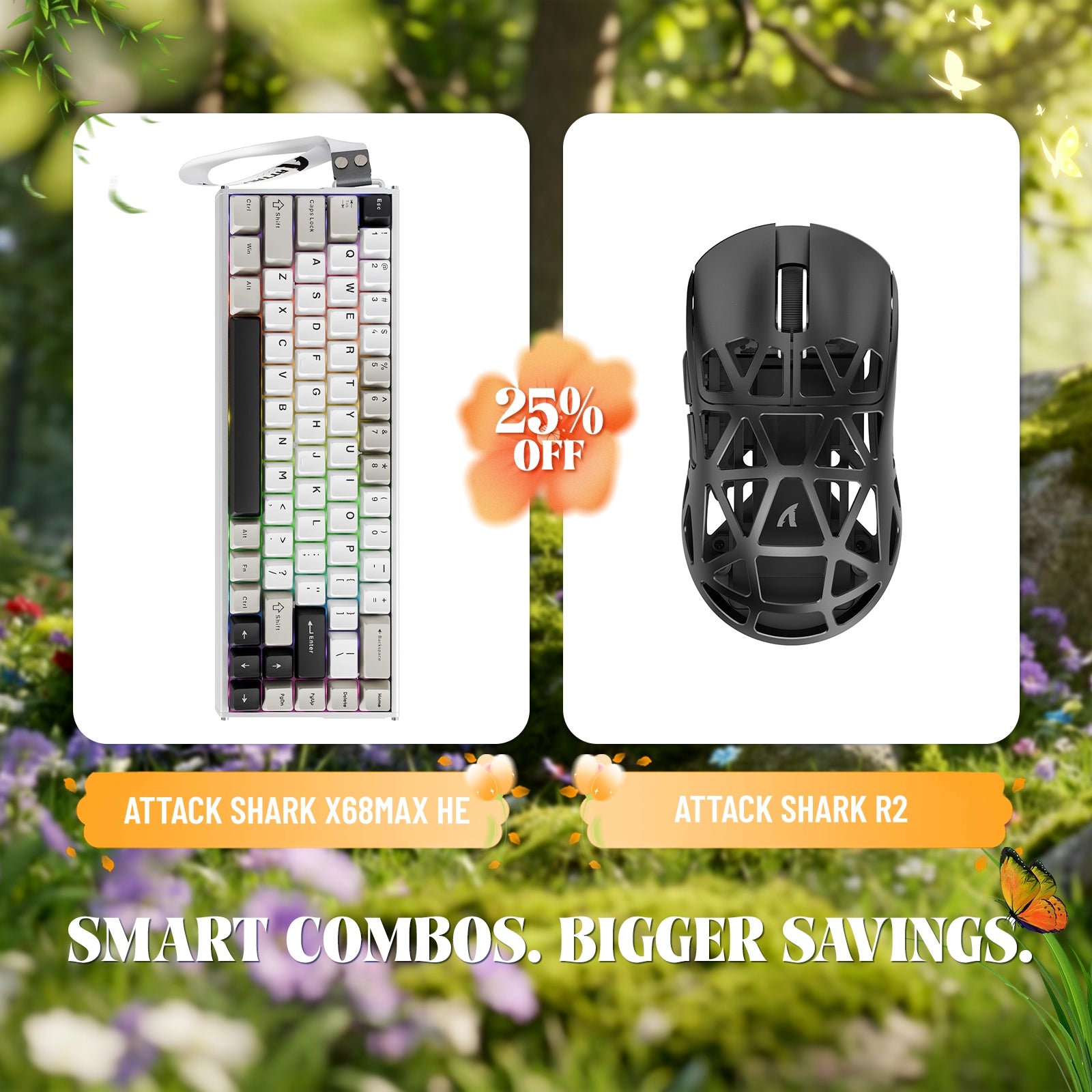 ATTACK SHARK X68MAX HE Rapid Trigger Aluminium-Tastatur + R2 Kabellose Gaming-Maus aus Magnesiumlegierung im Bundle