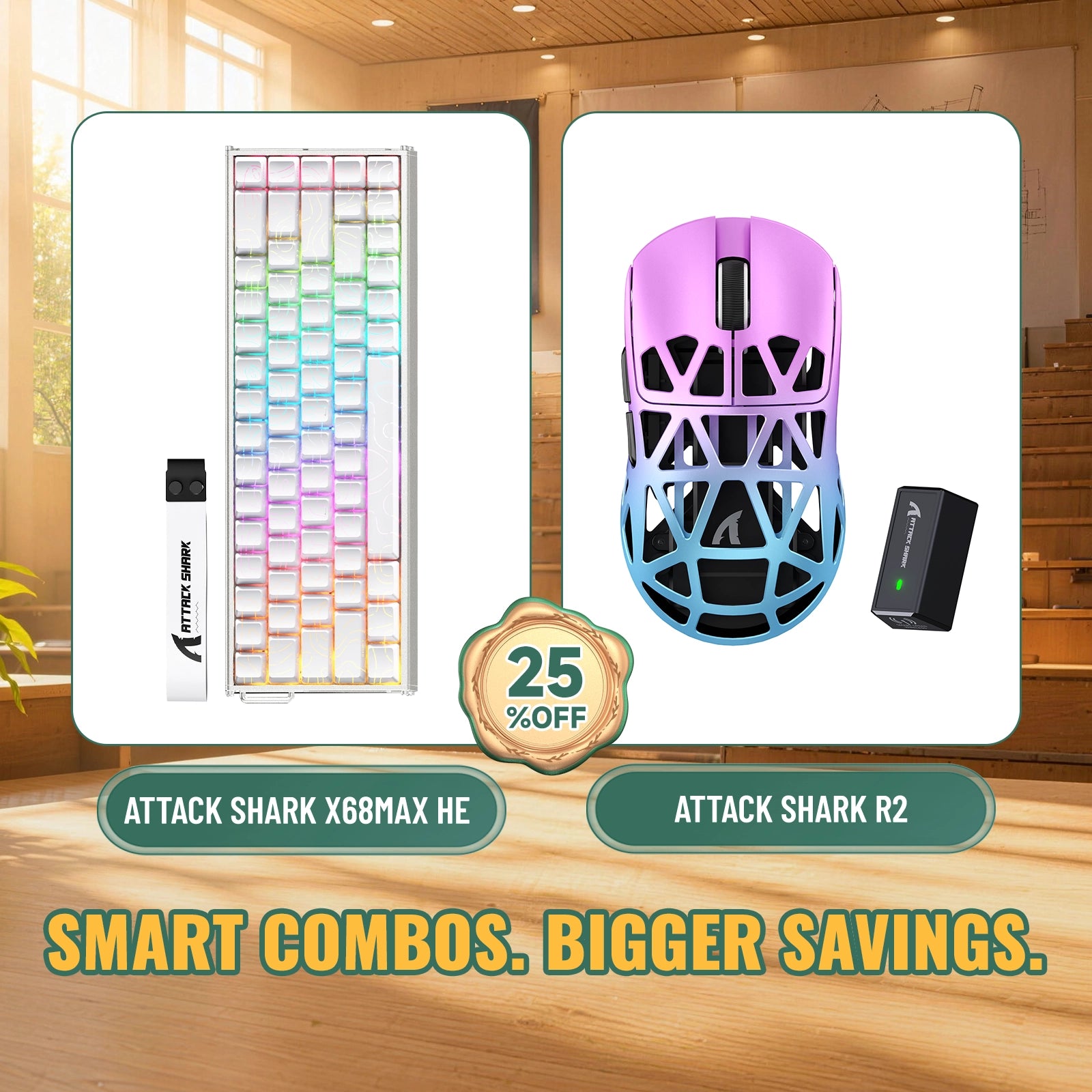 ATTACK SHARK X68MAX HE Rapid Trigger Aluminium-Tastatur + R2 Magnesiumlegierung Kabellose Gaming-Maus Bundle