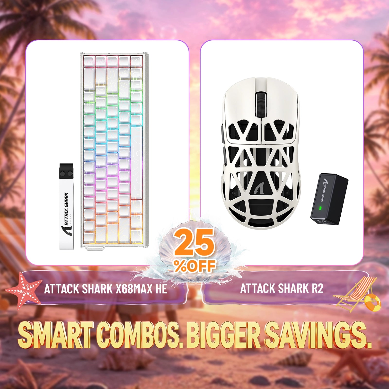 ATTACK SHARK X68MAX HE Rapid Trigger Aluminium-Tastatur + R2 Magnesiumlegierung Kabellose Gaming-Maus Bundle