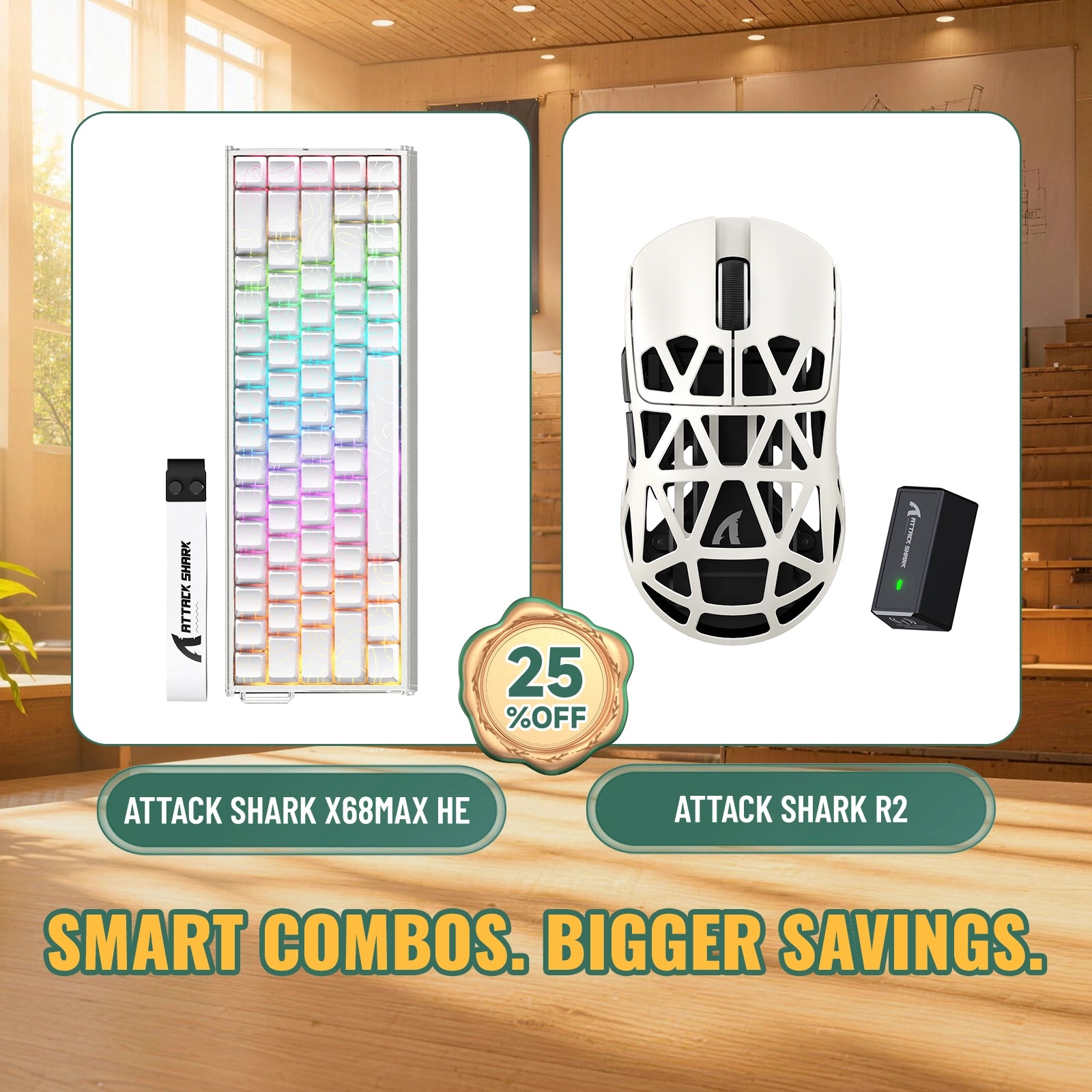 ATTACK SHARK X68 MAX HE-Tastatur aus Aluminium mit Rapid Trigger + R2-Magnesiumlegierung-Wireless-Gaming-Maus-Bundle