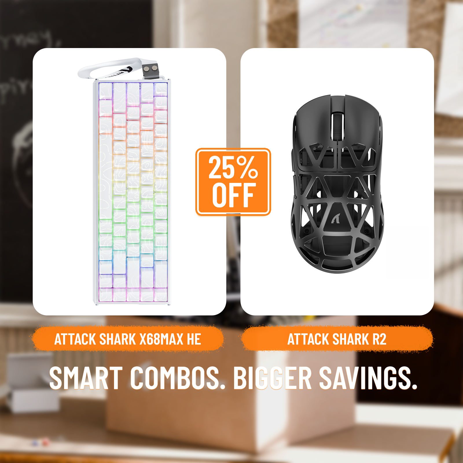 ATTACK SHARK X68MAX HE Rapid Trigger Aluminium-Tastatur + R2 Kabellose Gaming-Maus aus Magnesiumlegierung im Bundle
