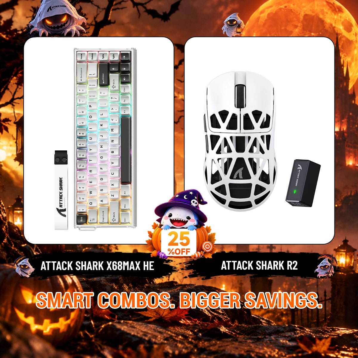 ATTACK SHARK X68 MAX HE-Tastatur aus Aluminium mit Rapid Trigger + R2-Magnesiumlegierung-Wireless-Gaming-Maus-Bundle