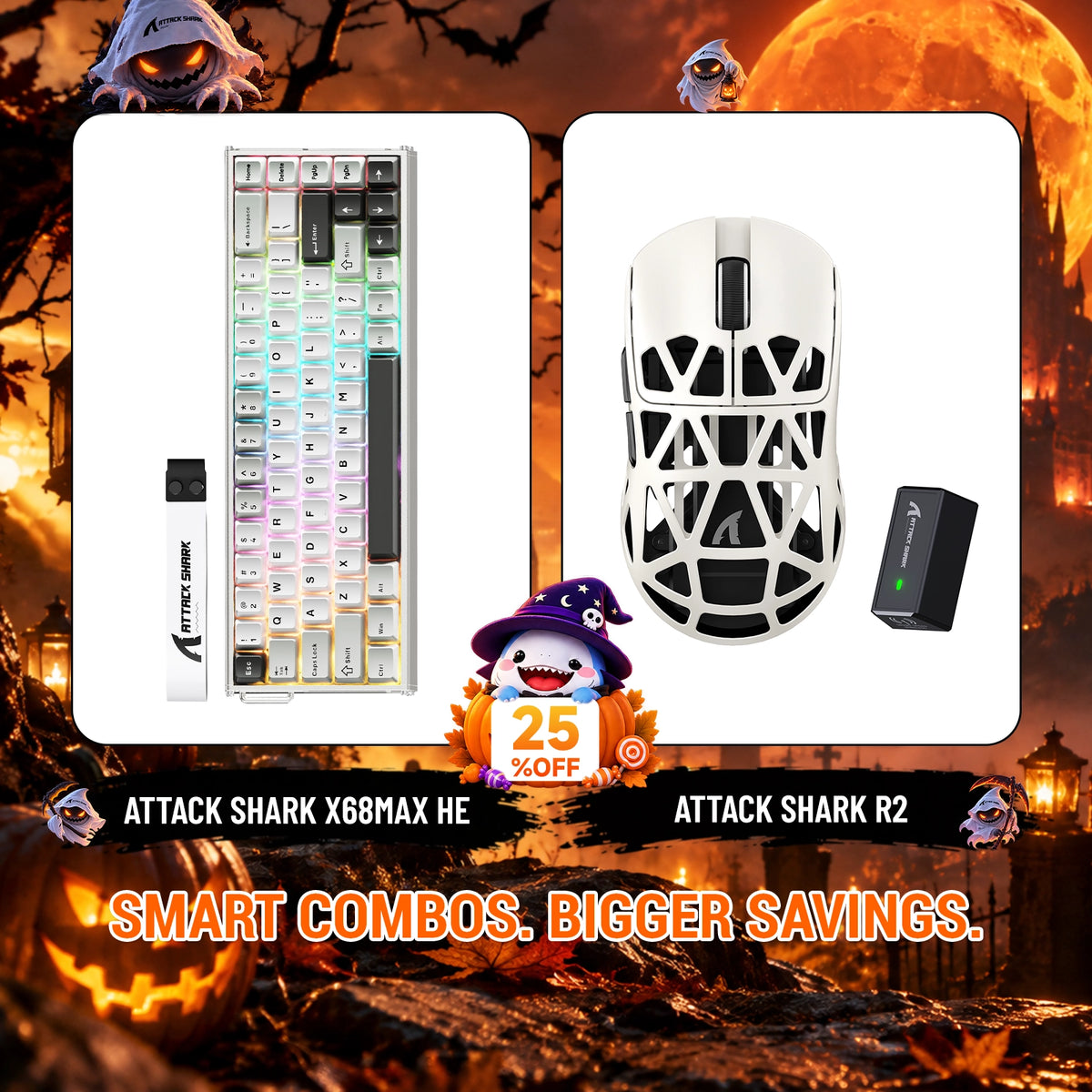 ATTACK SHARK X68 MAX HE-Tastatur aus Aluminium mit Rapid Trigger + R2-Magnesiumlegierung-Wireless-Gaming-Maus-Bundle