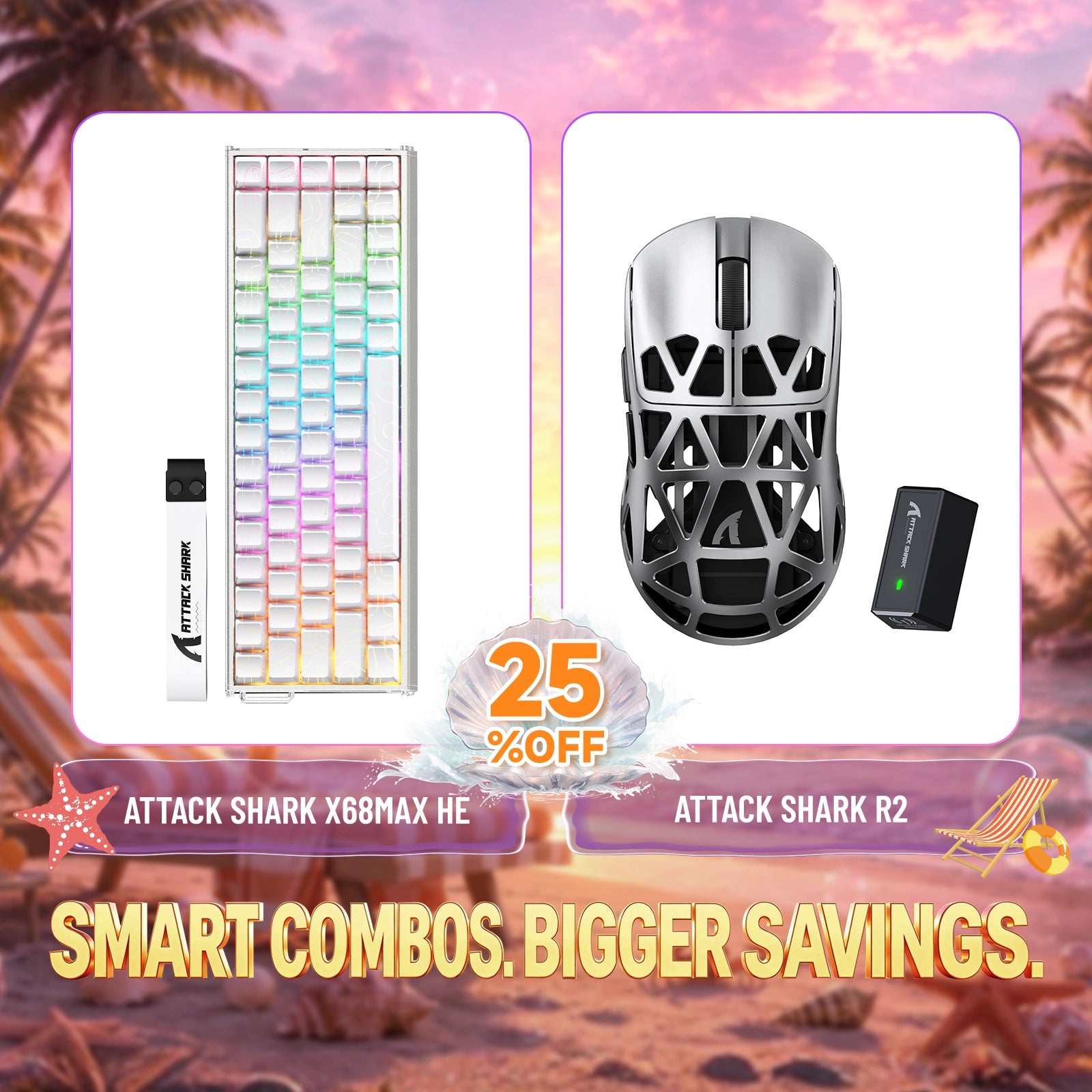 ATTACK SHARK X68MAX HE Rapid Trigger Aluminium-Tastatur + R2 Magnesiumlegierung Kabellose Gaming-Maus Bundle