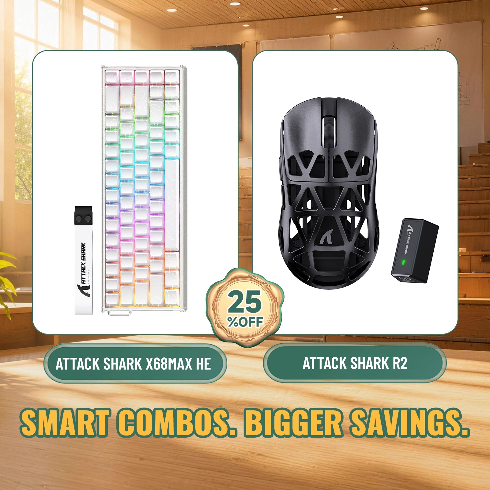 ATTACK SHARK X68 MAX HE-Tastatur aus Aluminium mit Rapid Trigger + R2-Magnesiumlegierung-Wireless-Gaming-Maus-Bundle