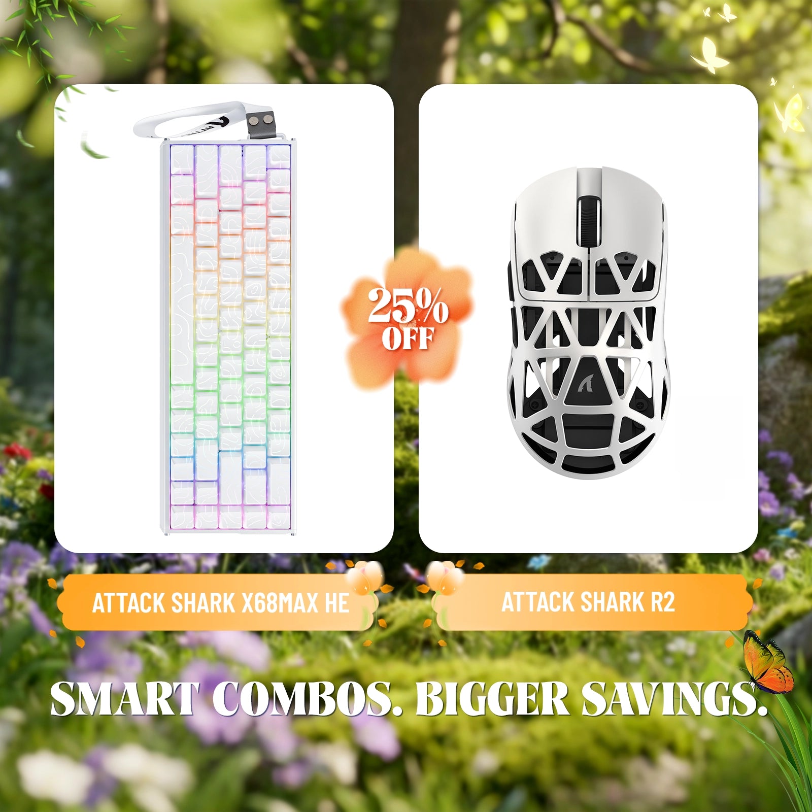 ATTACK SHARK X68MAX HE Rapid Trigger Aluminium-Tastatur + R2 Kabellose Gaming-Maus aus Magnesiumlegierung im Bundle