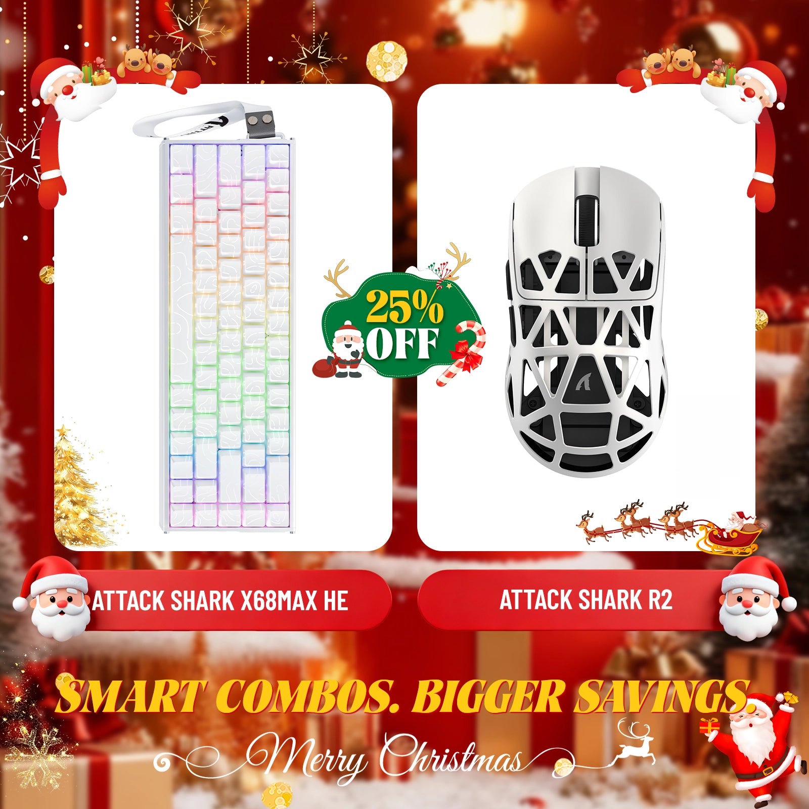 ATTACK SHARK X68MAX HE Rapid Trigger Aluminium-Tastatur + R2 Kabellose Gaming-Maus aus Magnesiumlegierung im Bundle