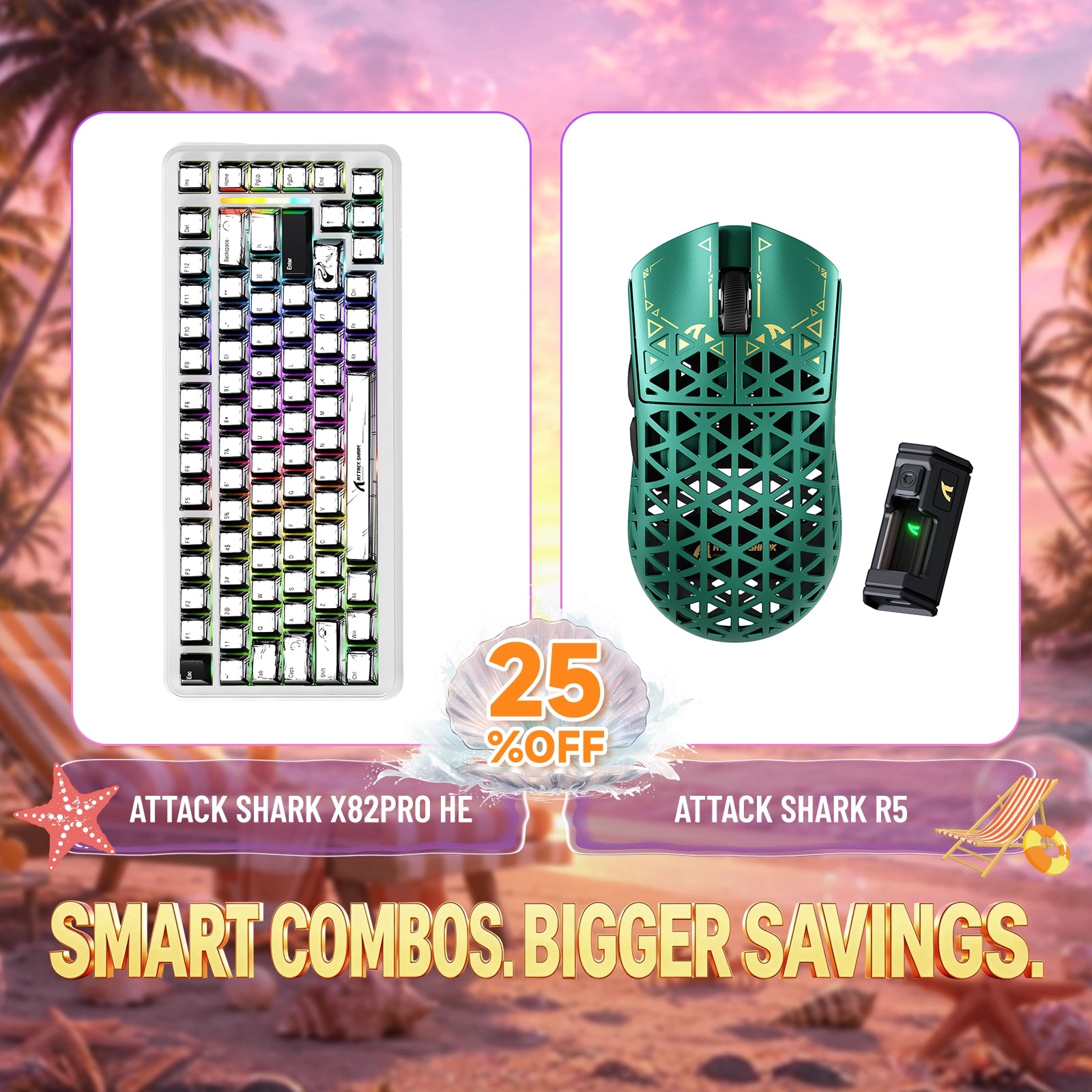 ATTACK SHARK X82PRO HE Rapid Trigger Tastatur + R5 Carbonfaser Kabellose Gaming-Maus Bundle