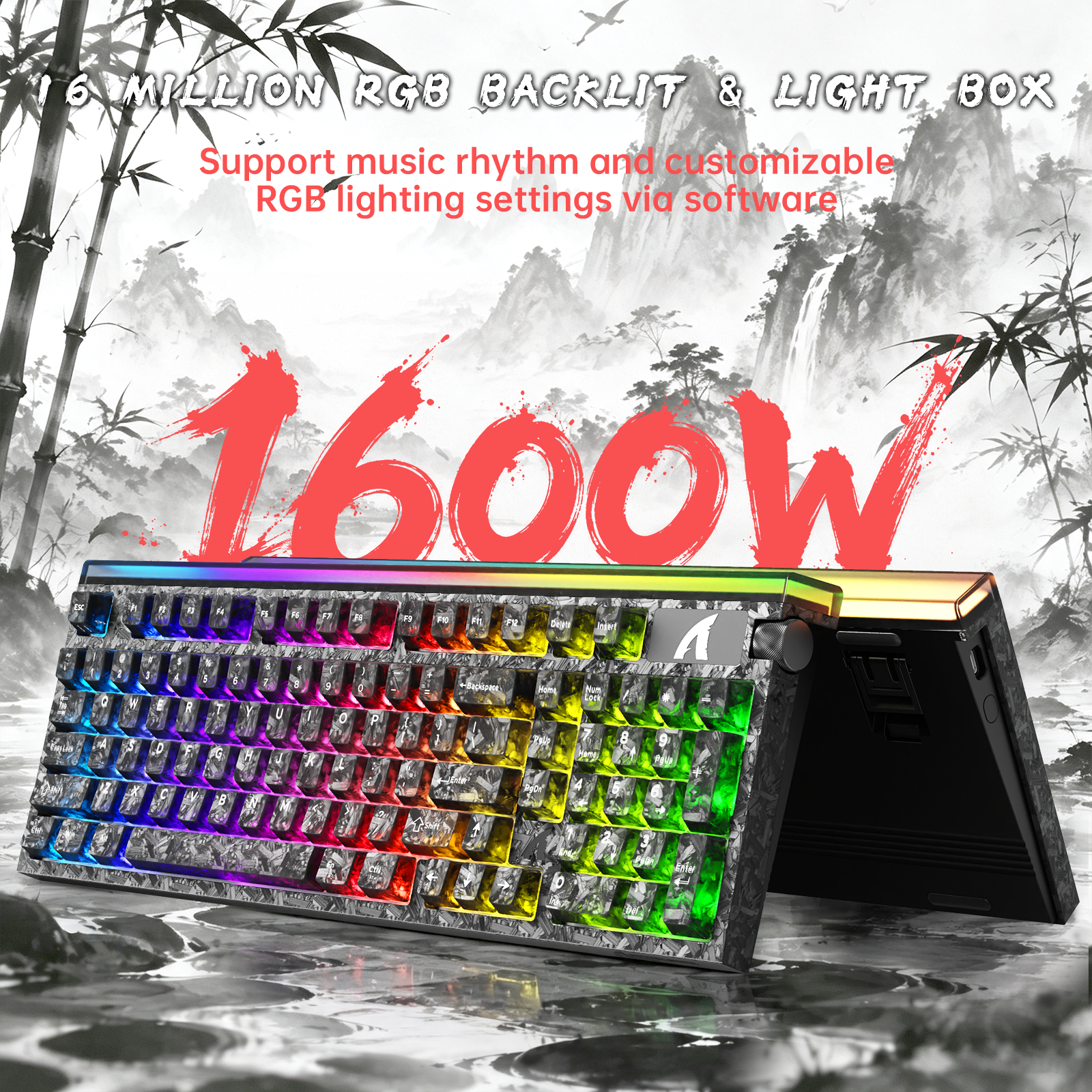 ATTACK SHARK R98 HE Carbonfaser-Kabelgebundene Tastatur mit schnellem Auslöser, magnetischem Schalter und C01 Ultra RGB Spiralkabel