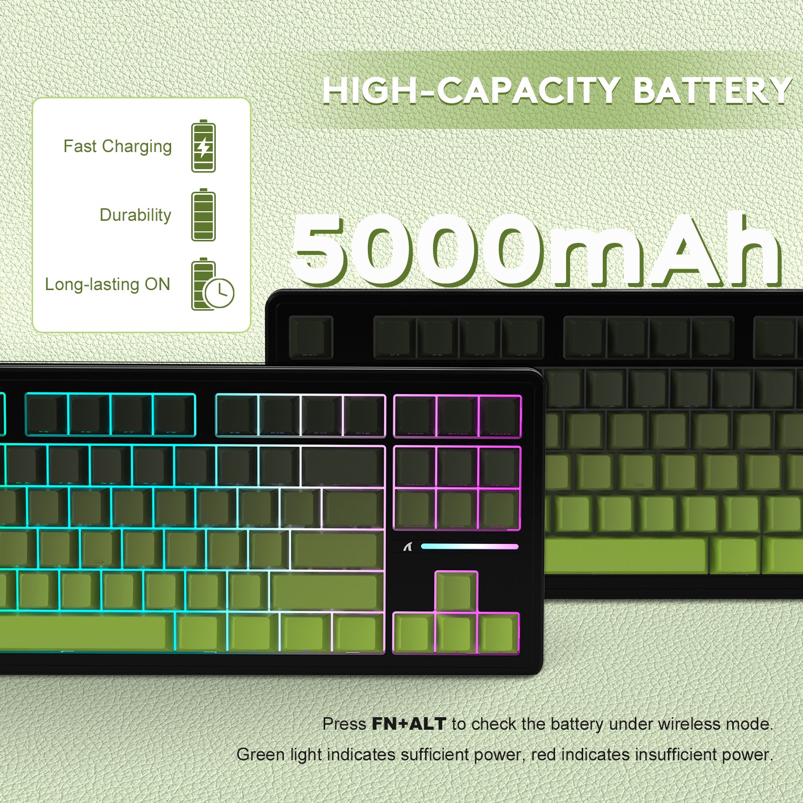 ATTACK SHARK M87PRO Kabellose mechanische Tastatur mit seitlich bedruckten PBT-Tastenkappen