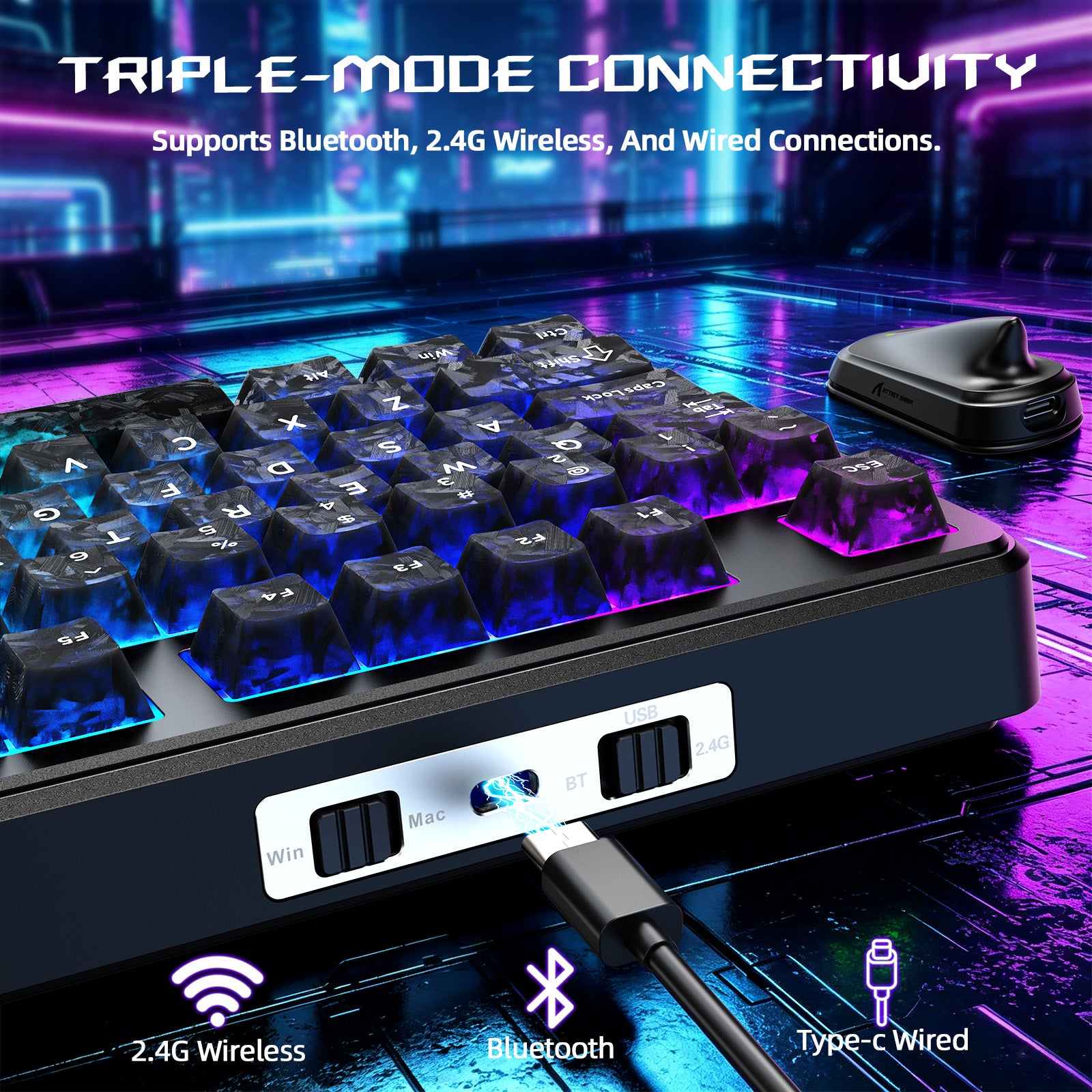 ATTACK SHARK X87 ULTRA Kabellose Gaming-Tastatur mit 8KHz-Empfänger und RGB-Spiralkabel