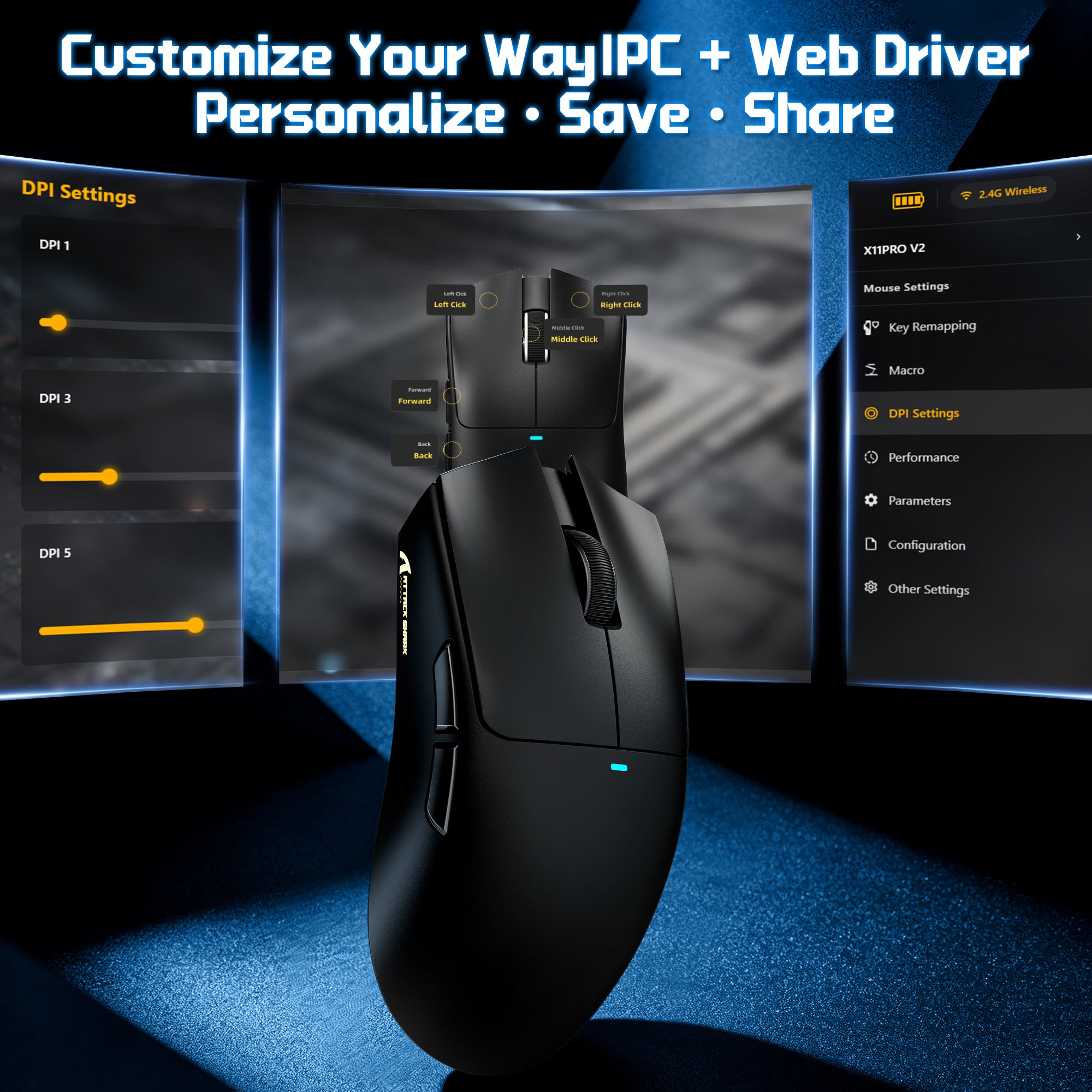 ATTACK SHARK X11 PRO V2 kabellose Gaming-Maus mit TFT-Display und Ladestation