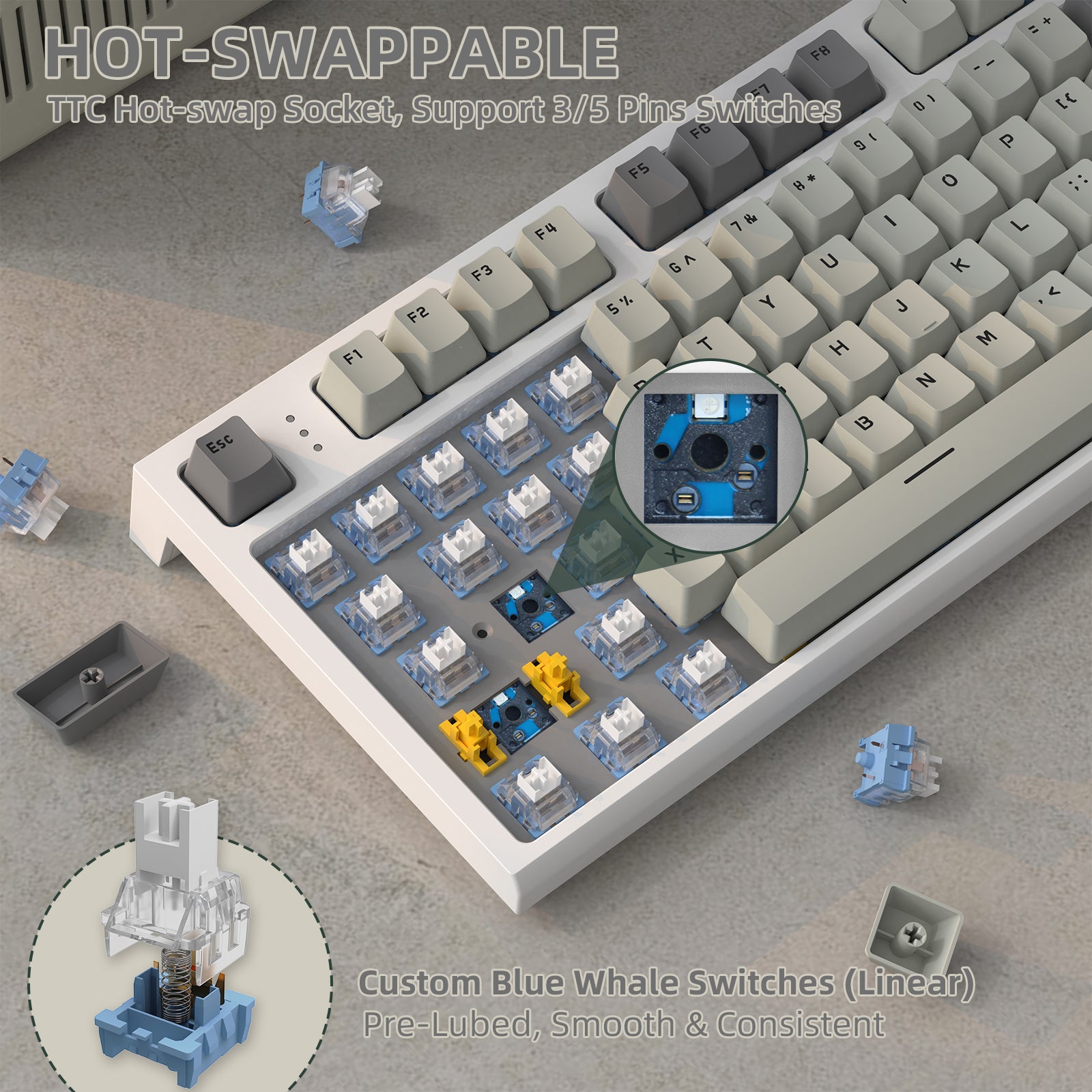 ATTACK SHARK K86 Kabellose mechanische Tastatur 