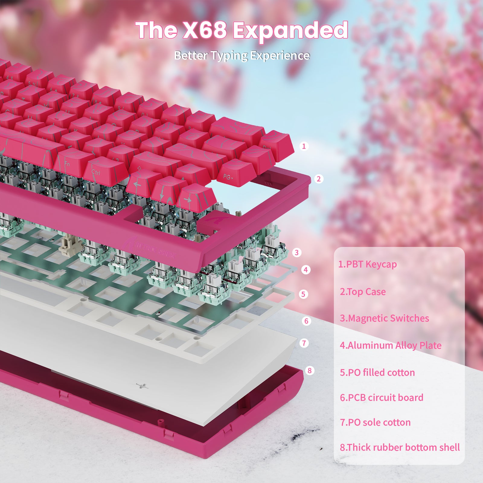 ATTACK SHARK X68 HE Rapid Trigger-Tastatur mit Magnetschalter und C01PRO-Spiralkabel