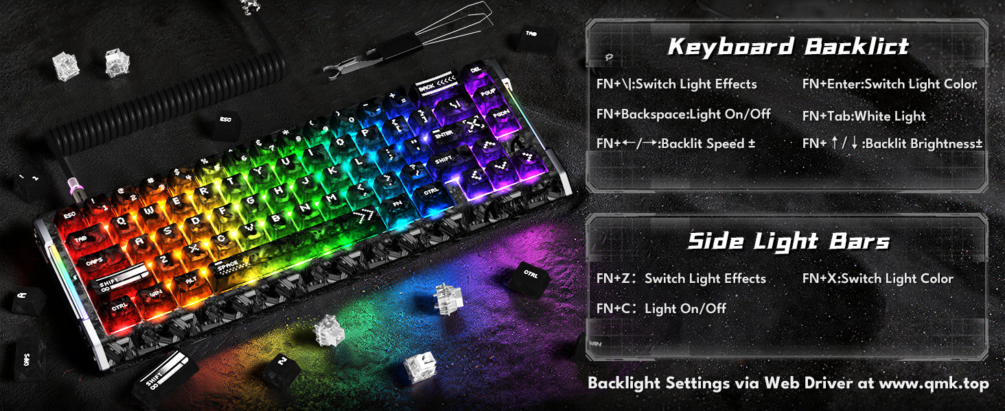 ATTACK SHARK R68 HE Kohlefaser Kabelgebundene Rapid Trigger Magnetischer Schalter Tastatur mit C01 Ultra RGB Spiralkabel