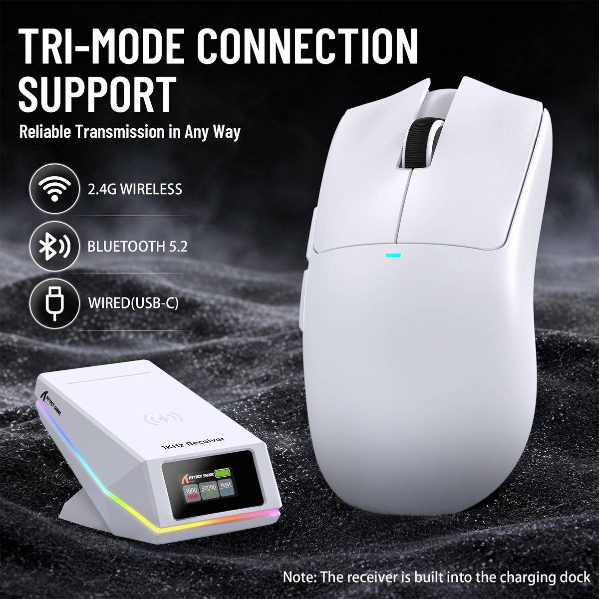 ATTACK SHARK X11 PRO V2 Kabellose Gaming-Maus mit TFT-Display, Ladestation und C06 Spiralkabel