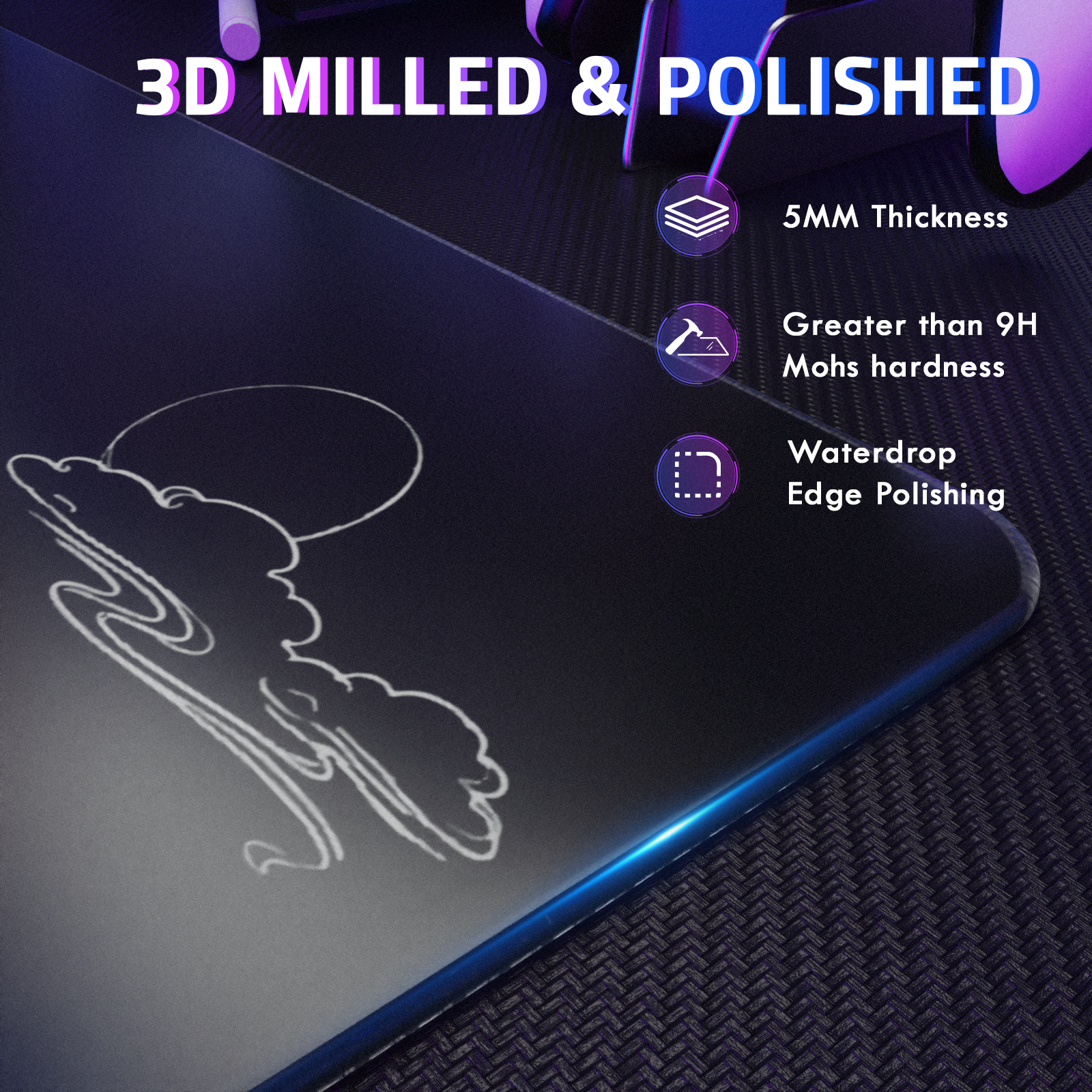 ATTACK SHARK CM05 Gehärtete Glas Gaming-Mausmatte