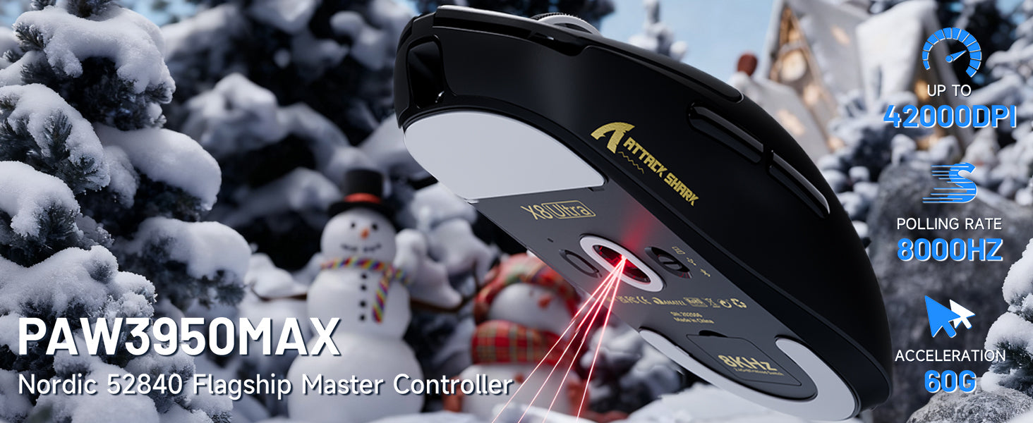 ATTACK SHARK X8 Ultra 8KHz Kabellose Gaming-Maus mit C06 Ultra Kabel