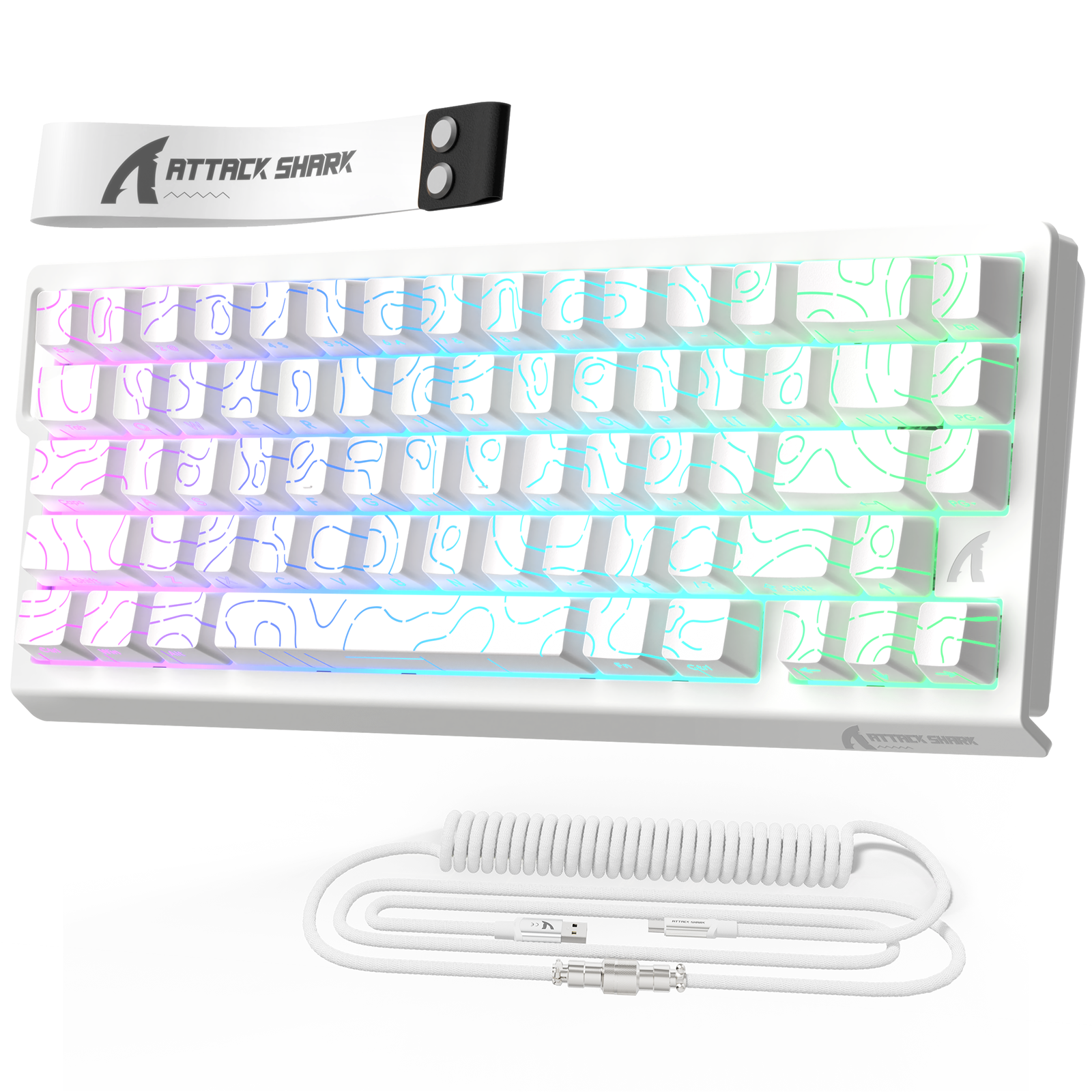 ATTACK SHARK X68 HE Rapid Trigger Tastatur Magnetischer Schalter mit C01PRO Spiralkabel