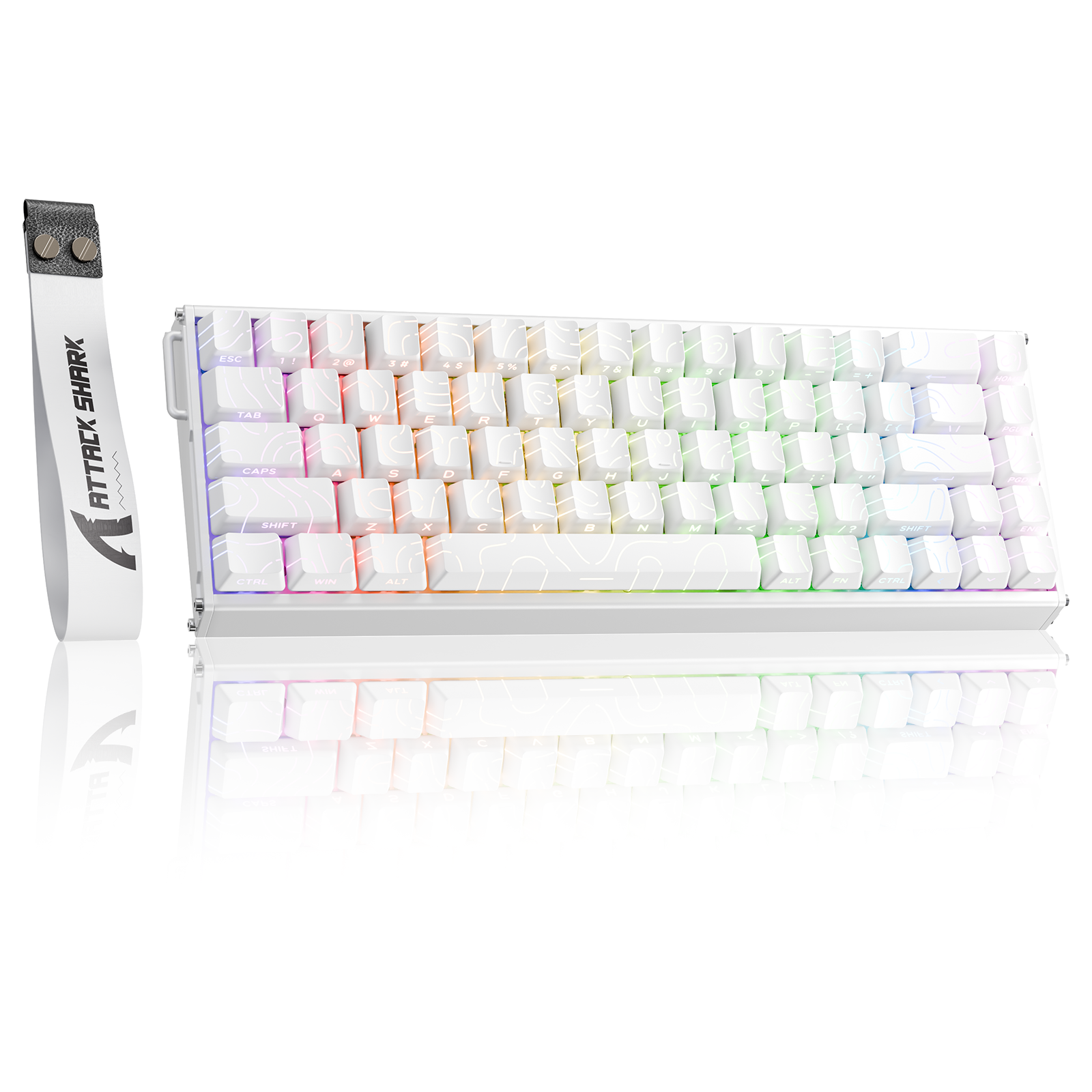 ATTACK SHARK X68MAX HE white 60% mechanical keyboard with RGB, rapid trigger, and magnetic switches
