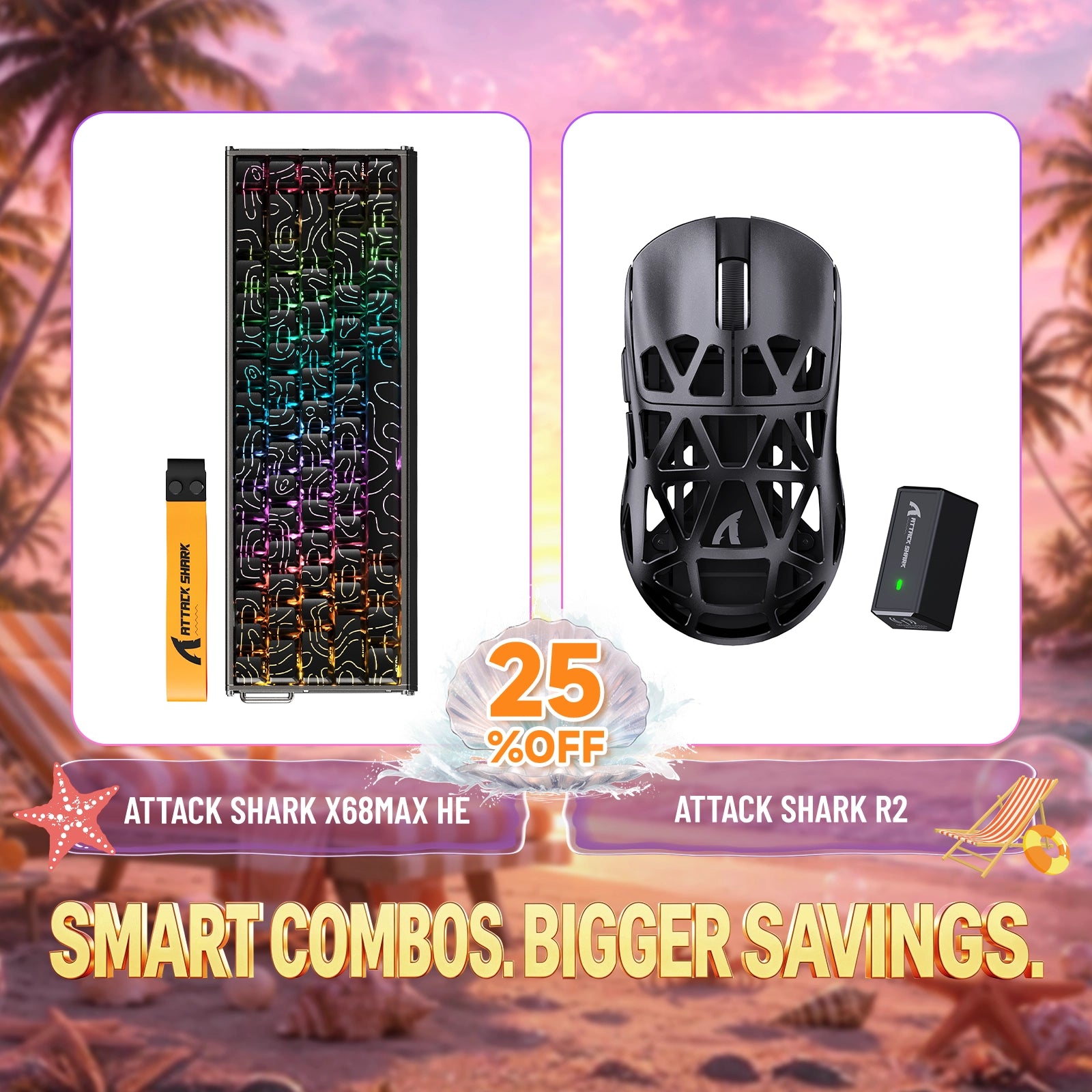 ATTACK SHARK X68MAX HE Rapid Trigger Aluminium-Tastatur + R2 Magnesiumlegierung Kabellose Gaming-Maus Bundle