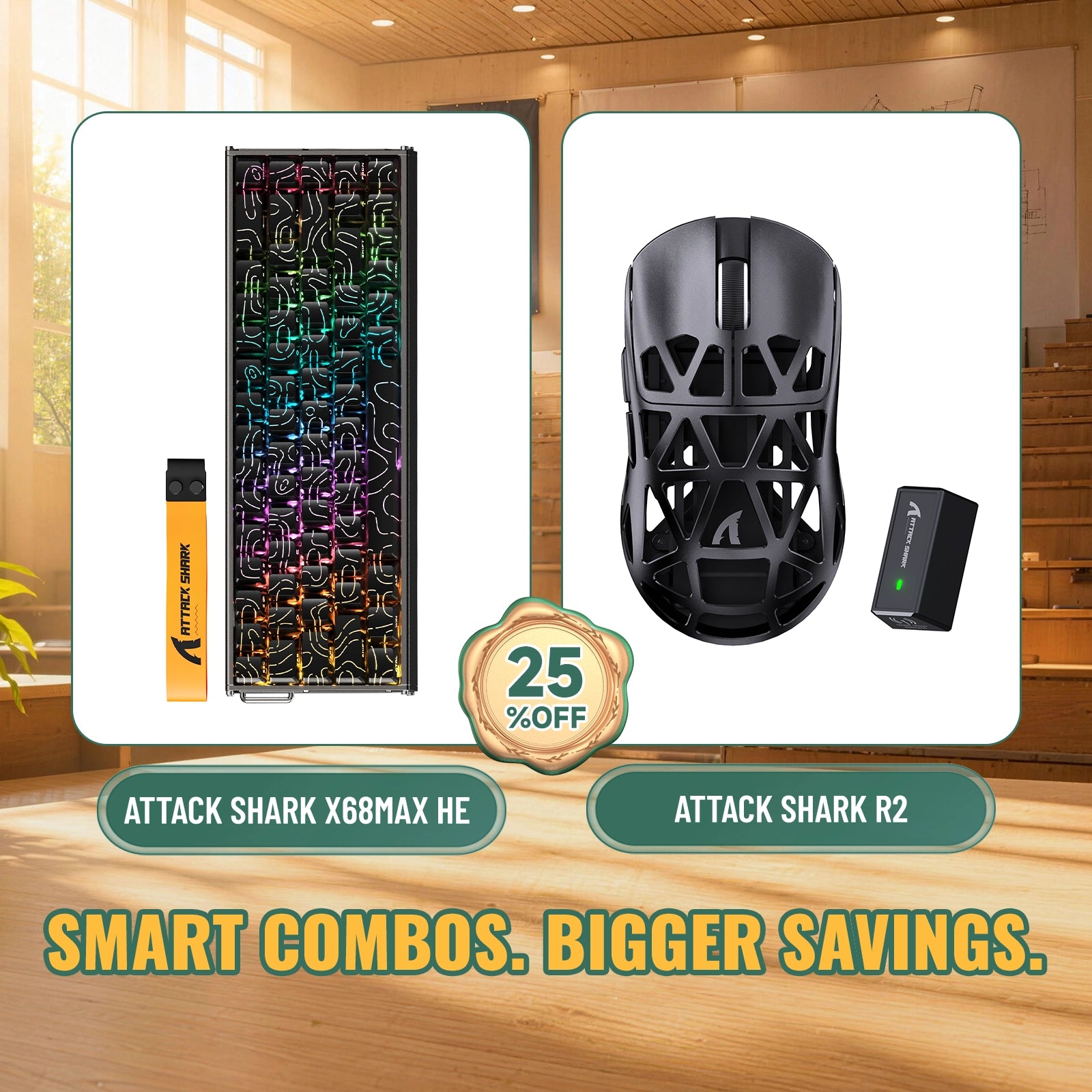 ATTACK SHARK X68 MAX HE-Tastatur aus Aluminium mit Rapid Trigger + R2-Magnesiumlegierung-Wireless-Gaming-Maus-Bundle