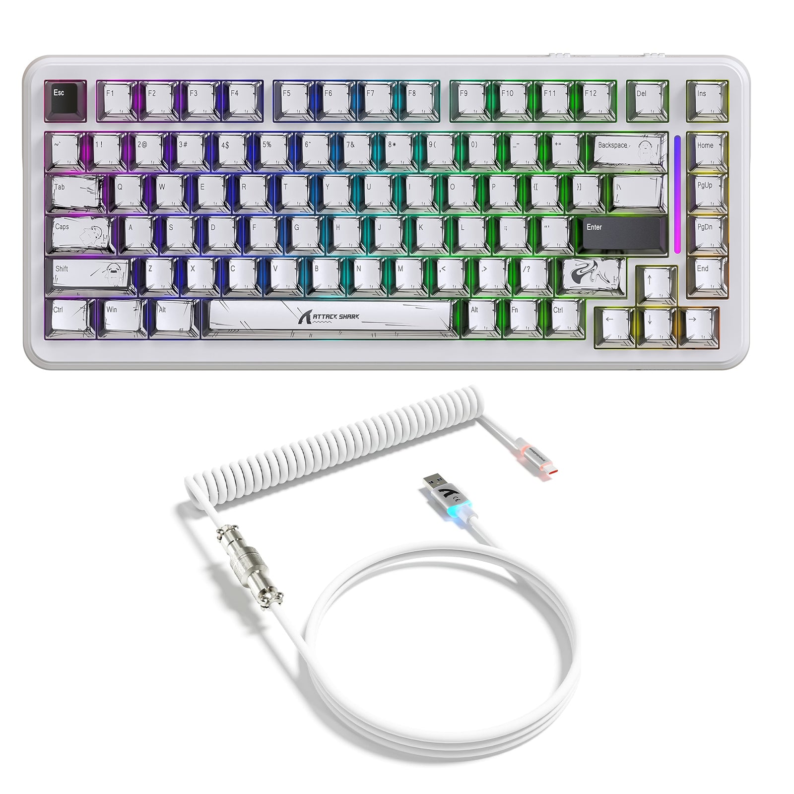 ATTACK SHARK X82PRO HE Magnetic Keyboard With C01Ultra RGB Coiled Cable