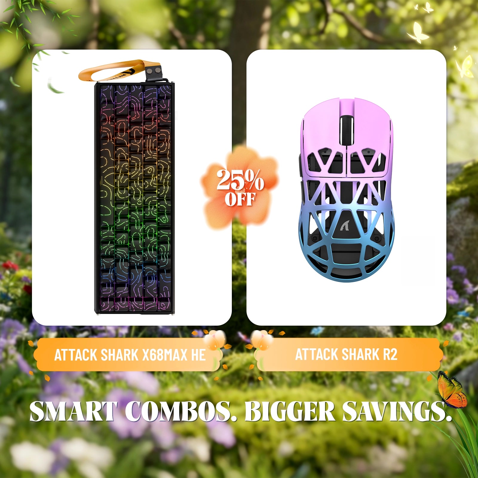 ATTACK SHARK X68MAX HE Rapid Trigger Aluminium-Tastatur + R2 Kabellose Gaming-Maus aus Magnesiumlegierung im Bundle