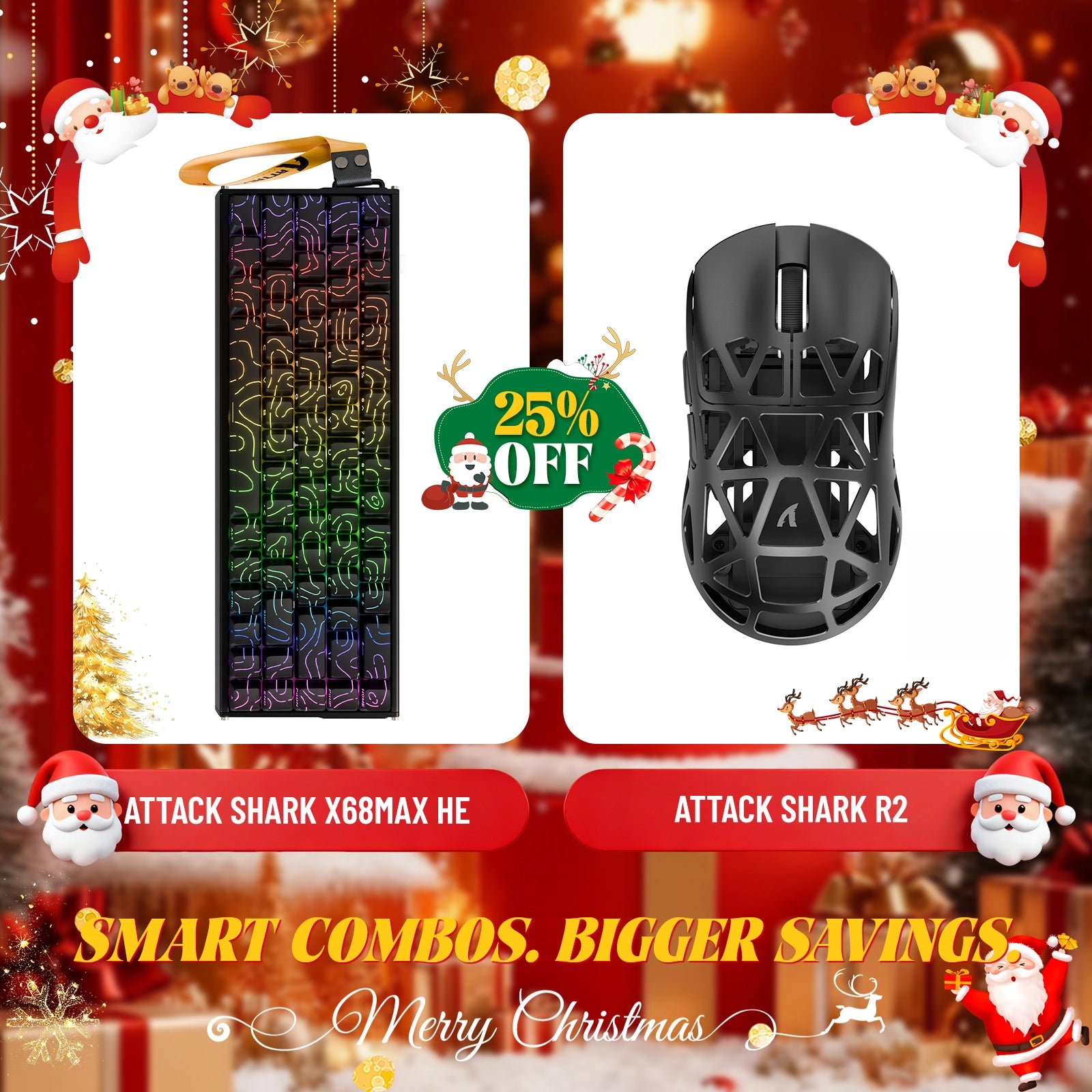 ATTACK SHARK X68MAX HE Rapid Trigger Aluminium-Tastatur + R2 Kabellose Gaming-Maus aus Magnesiumlegierung im Bundle