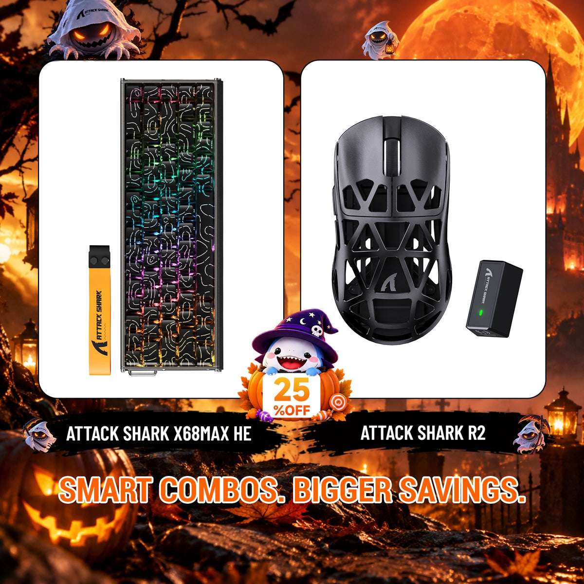 ATTACK SHARK X68 MAX HE-Tastatur aus Aluminium mit Rapid Trigger + R2-Magnesiumlegierung-Wireless-Gaming-Maus-Bundle