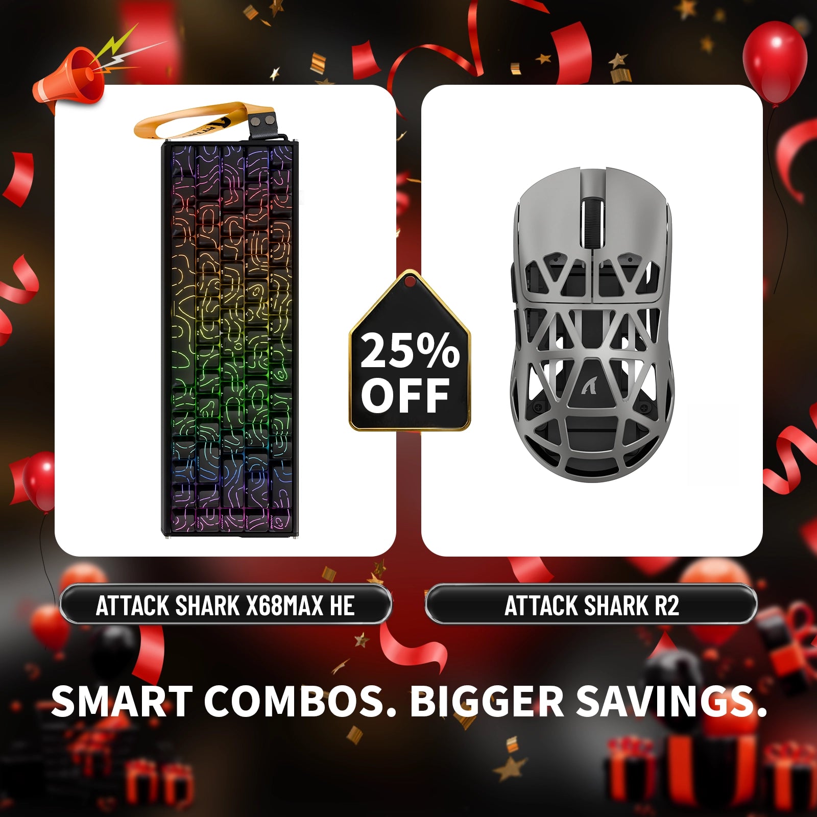 ATTACK SHARK X68MAX HE Rapid Trigger Aluminum Keyboard + R2 Magnesium Alloy Wireless Gaming Mouse Bundle