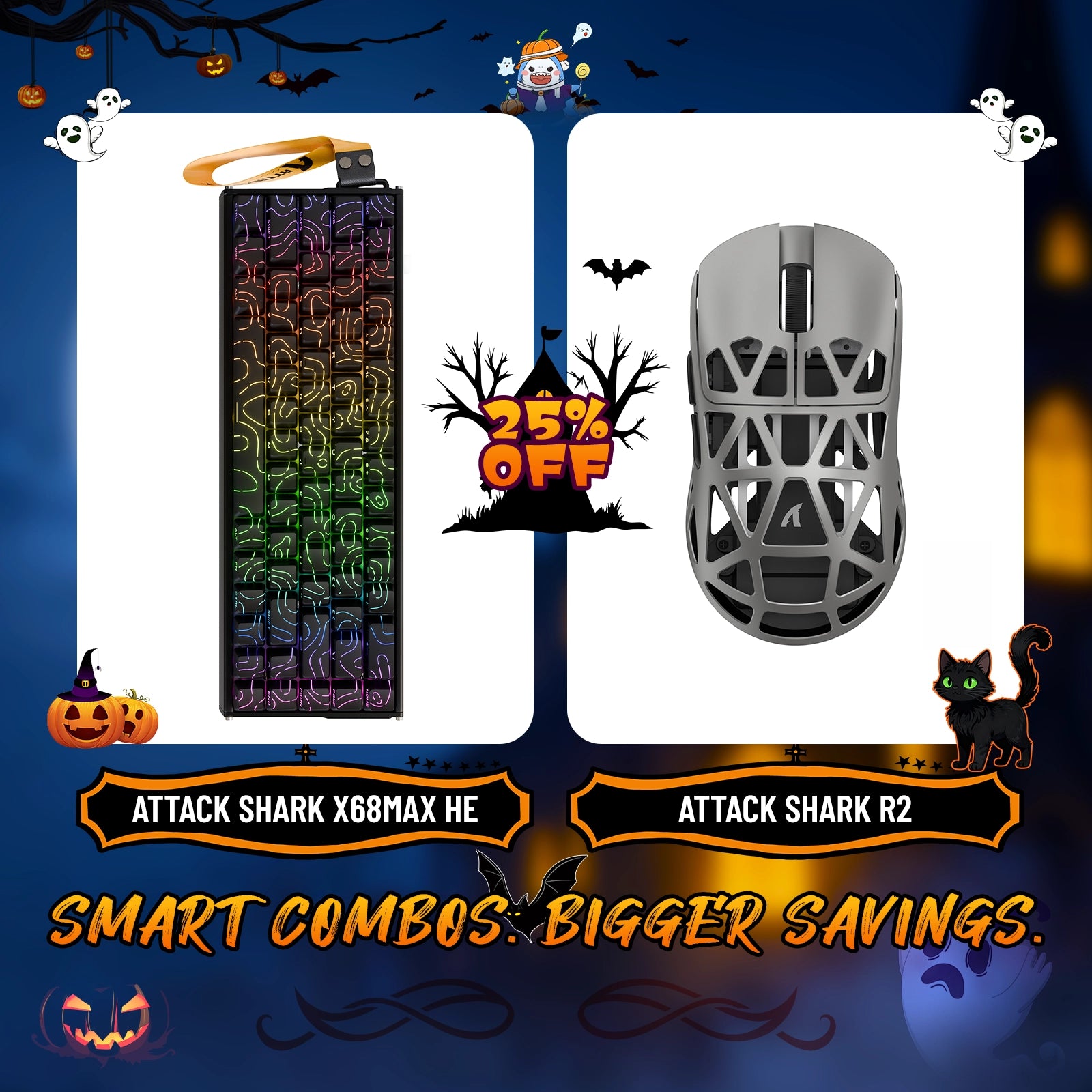 ATTACK SHARK X68MAX HE Rapid Trigger Aluminum Keyboard + R2 Magnesium Alloy Wireless Gaming Mouse Bundle